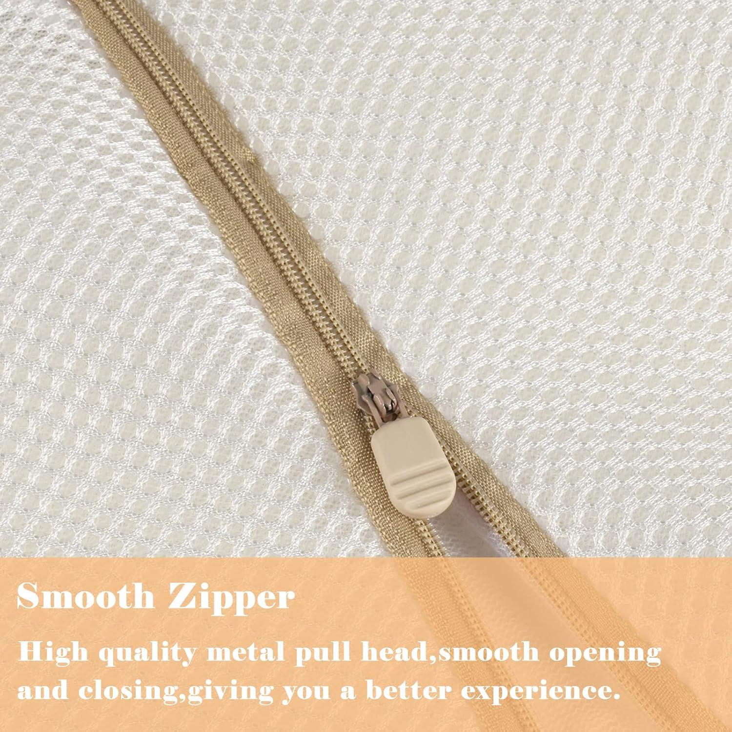 Bolsa de Lavandería Yonchic 3 Medianas Malla Cremallera Beige