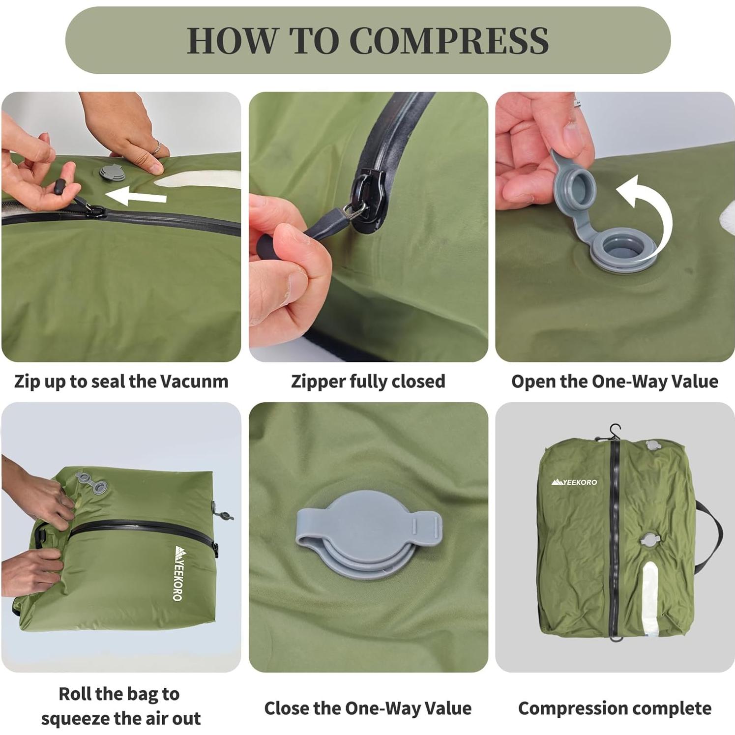 Bolsas de Vacío YEEKORO 2 Pack Verde Militar 42.9x33 cm