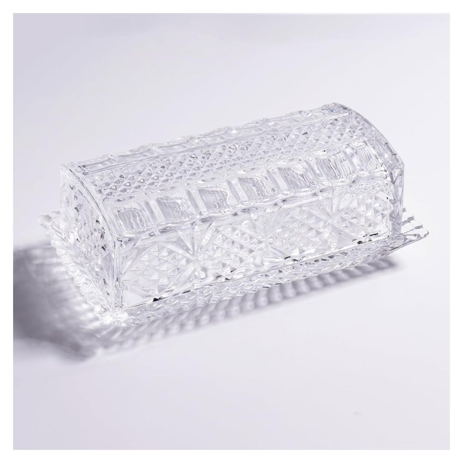 Plato de Mantequilla de Vidrio QIANCHANG con Tapa 17.5x9x6cm