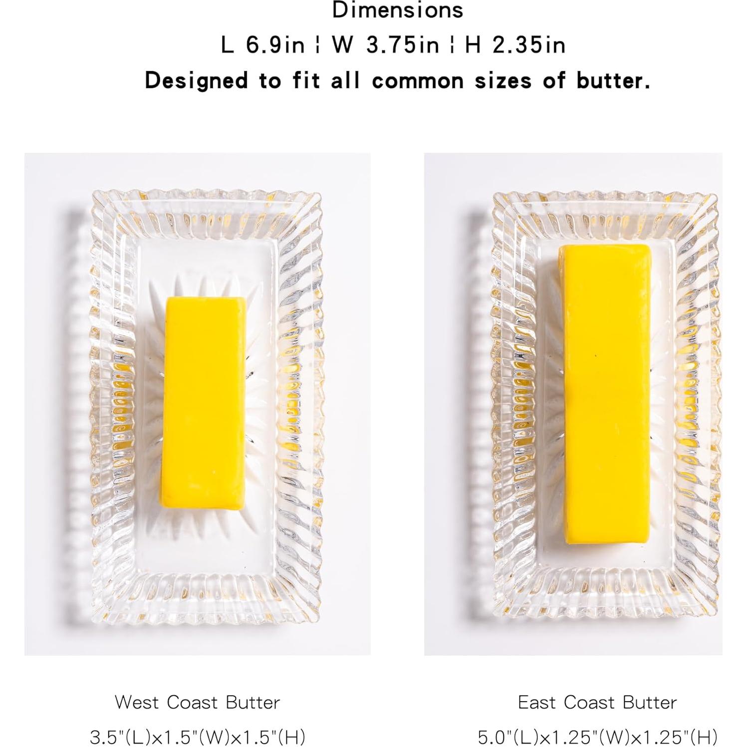 Plato de Mantequilla de Vidrio QIANCHANG con Tapa 17.5x9x6cm