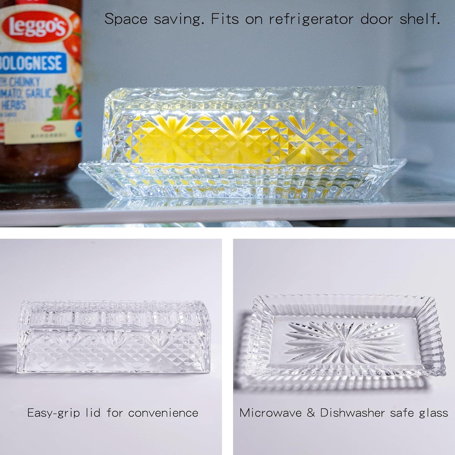 Plato de Mantequilla de Vidrio QIANCHANG con Tapa 17.5x9x6cm