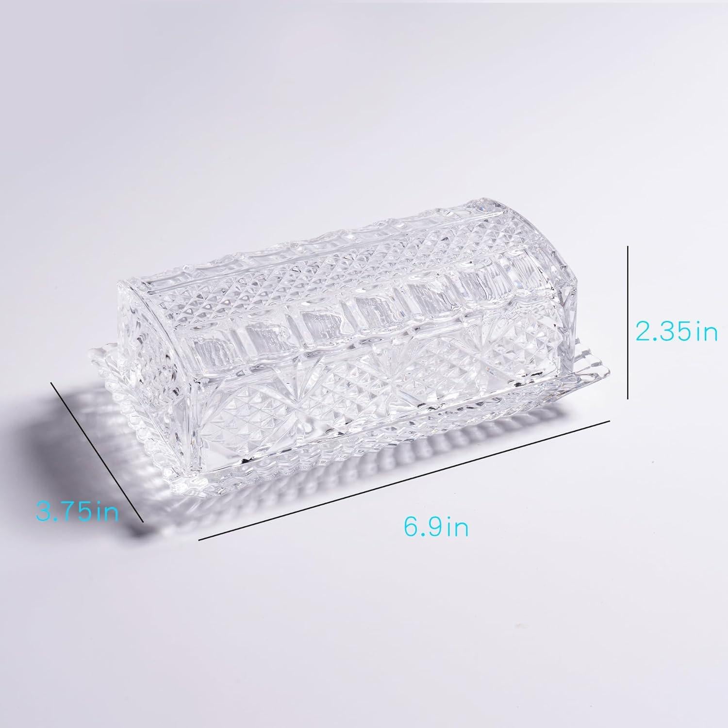 Plato de Mantequilla de Vidrio QIANCHANG con Tapa 17.5x9x6cm