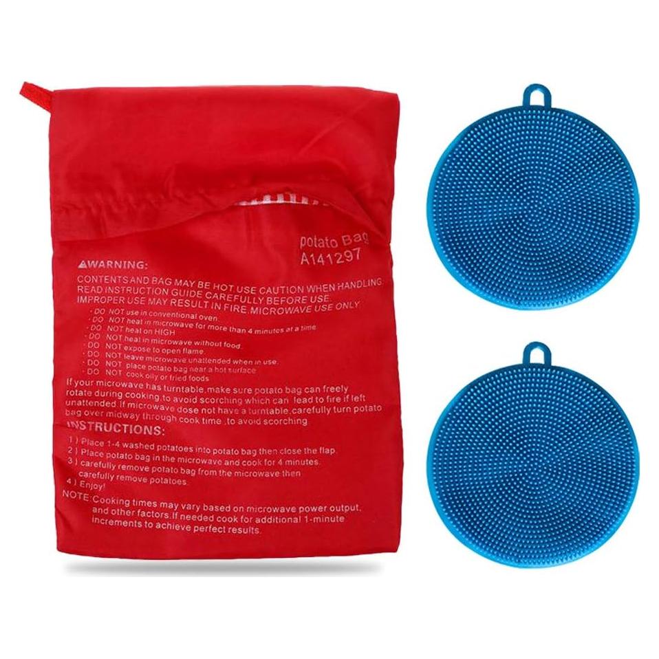 Kit Bolsa Microondas para Papas Roucerlin + 2 Cepillos Silicona