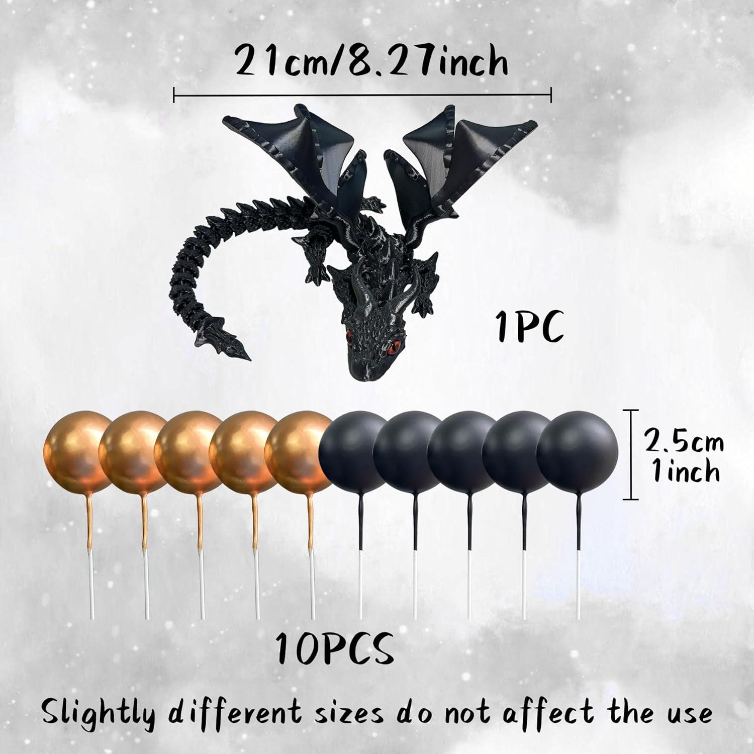 Adorno de Pastel de Dragón 3D Negro Roaring Good Time