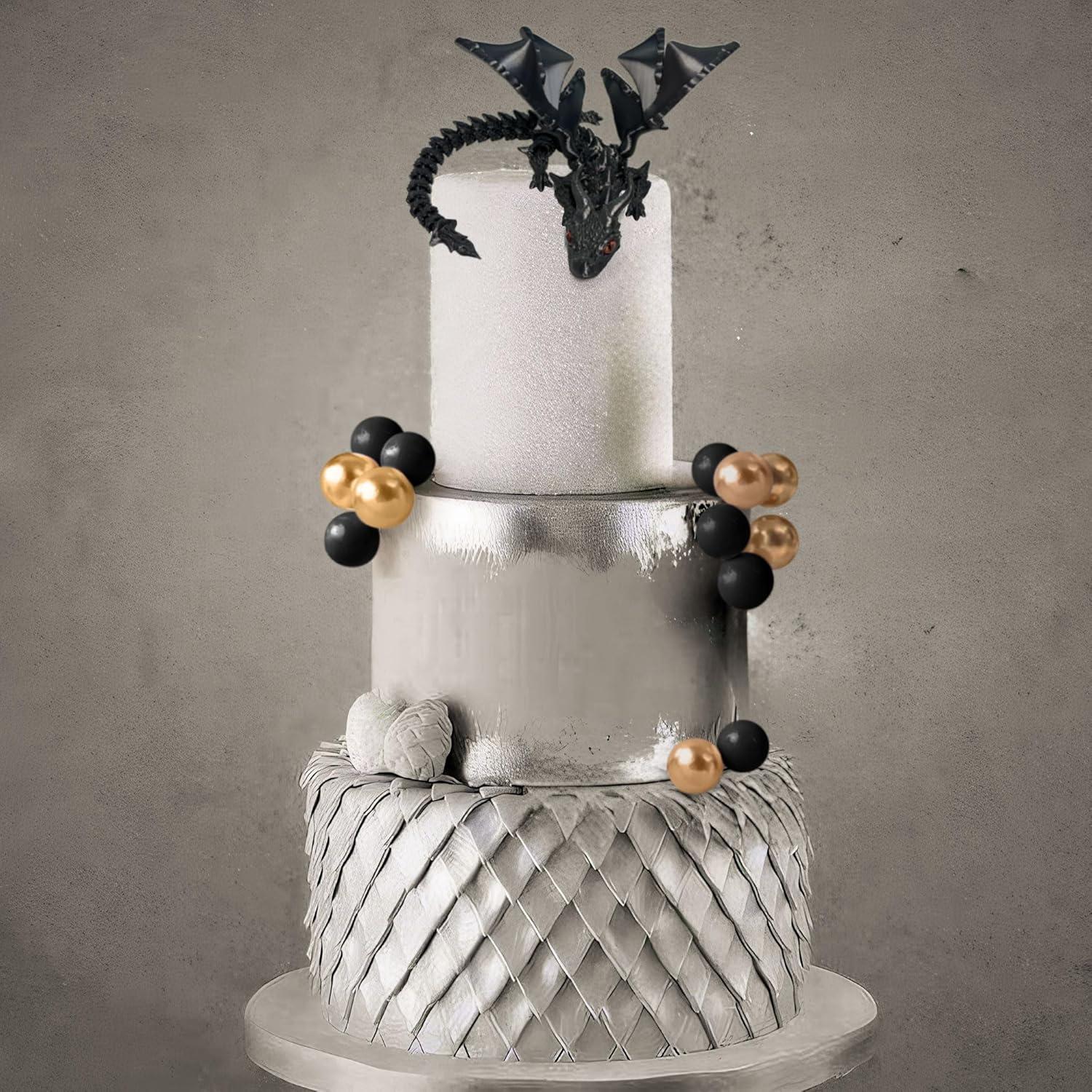 Adorno de Pastel de Dragón 3D Negro Roaring Good Time