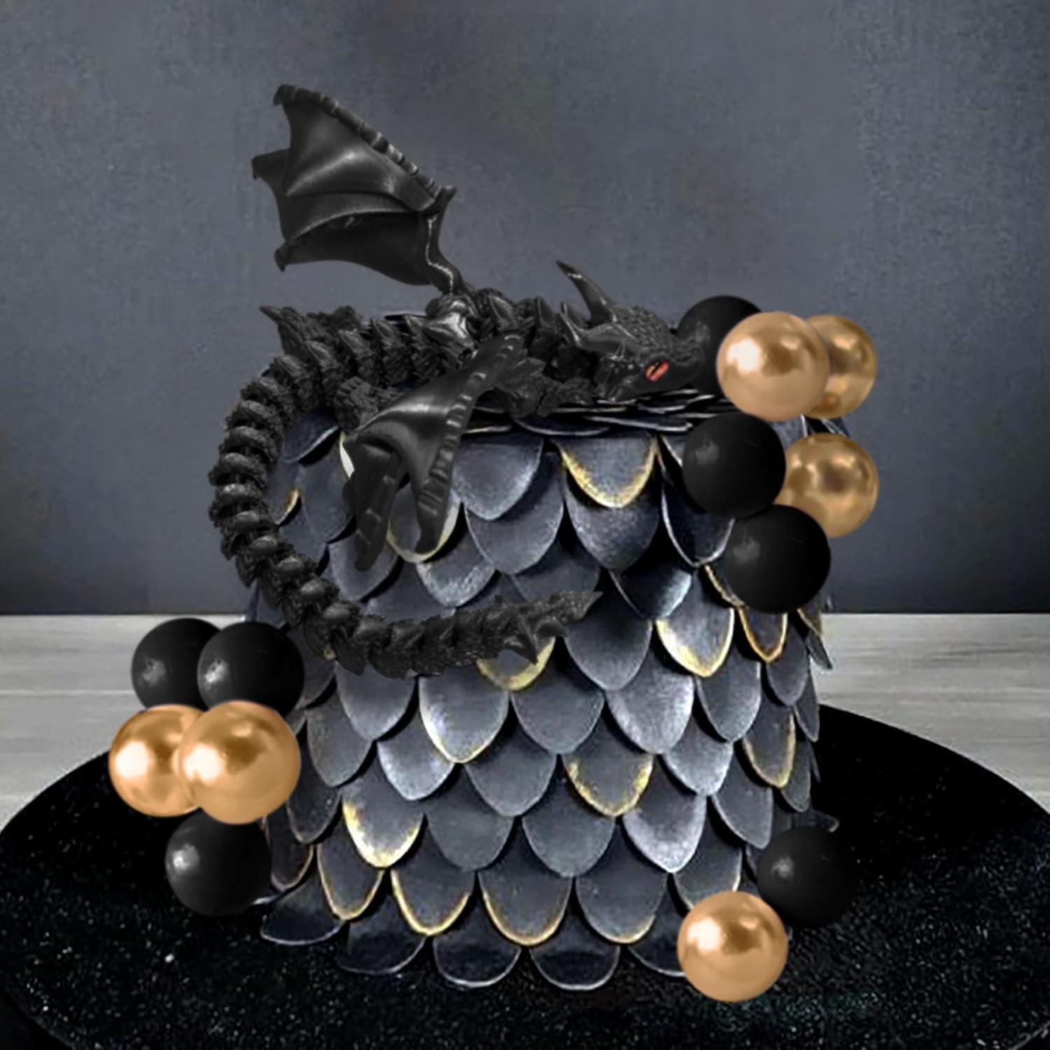 Adorno de Pastel de Dragón 3D Negro Roaring Good Time