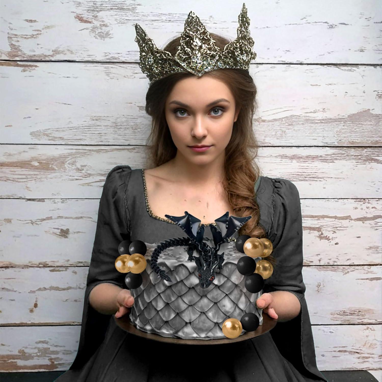 Adorno de Pastel de Dragón 3D Negro Roaring Good Time