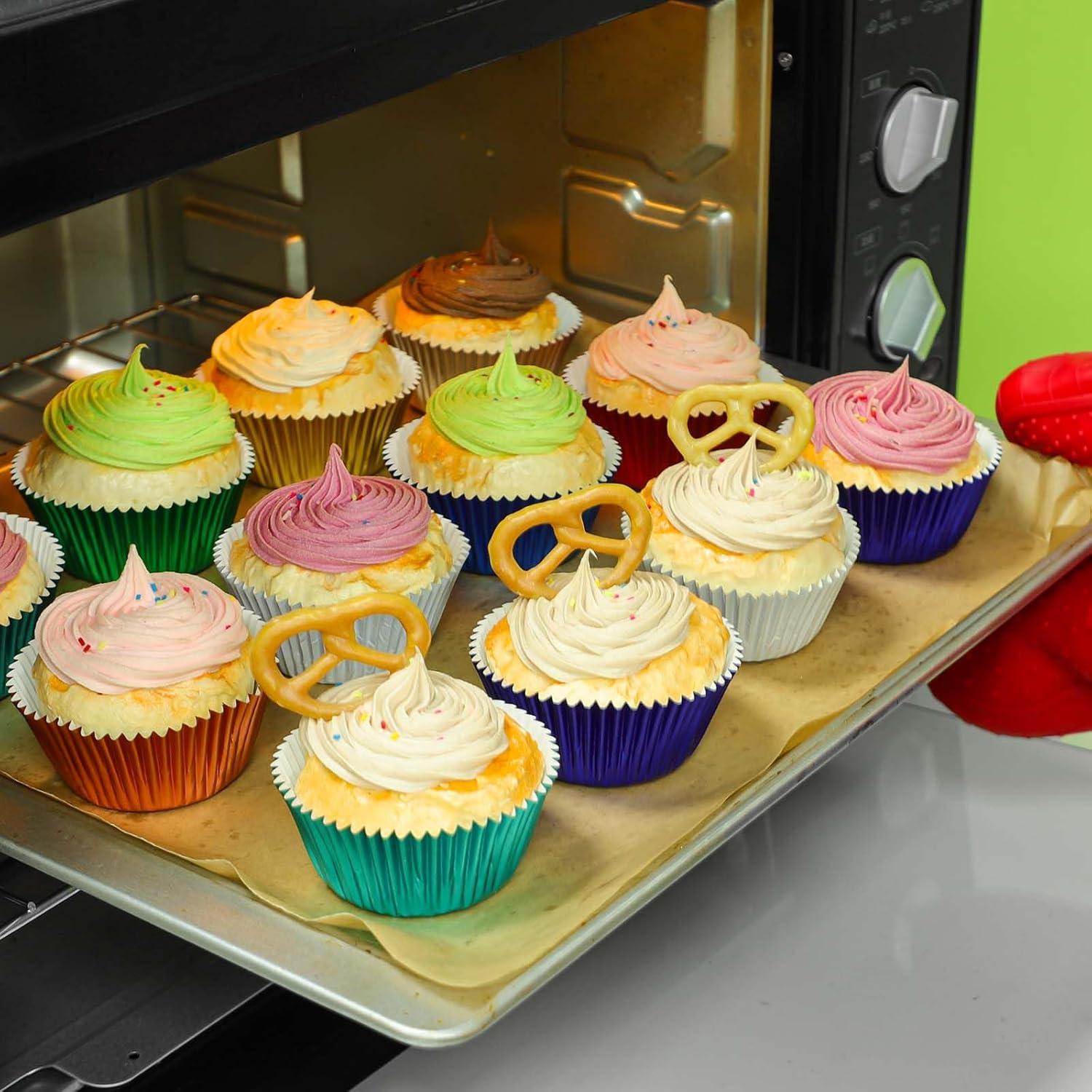 Forros de Cupcake Mini GiFBERA 300 Piezas Aluminio Aqua