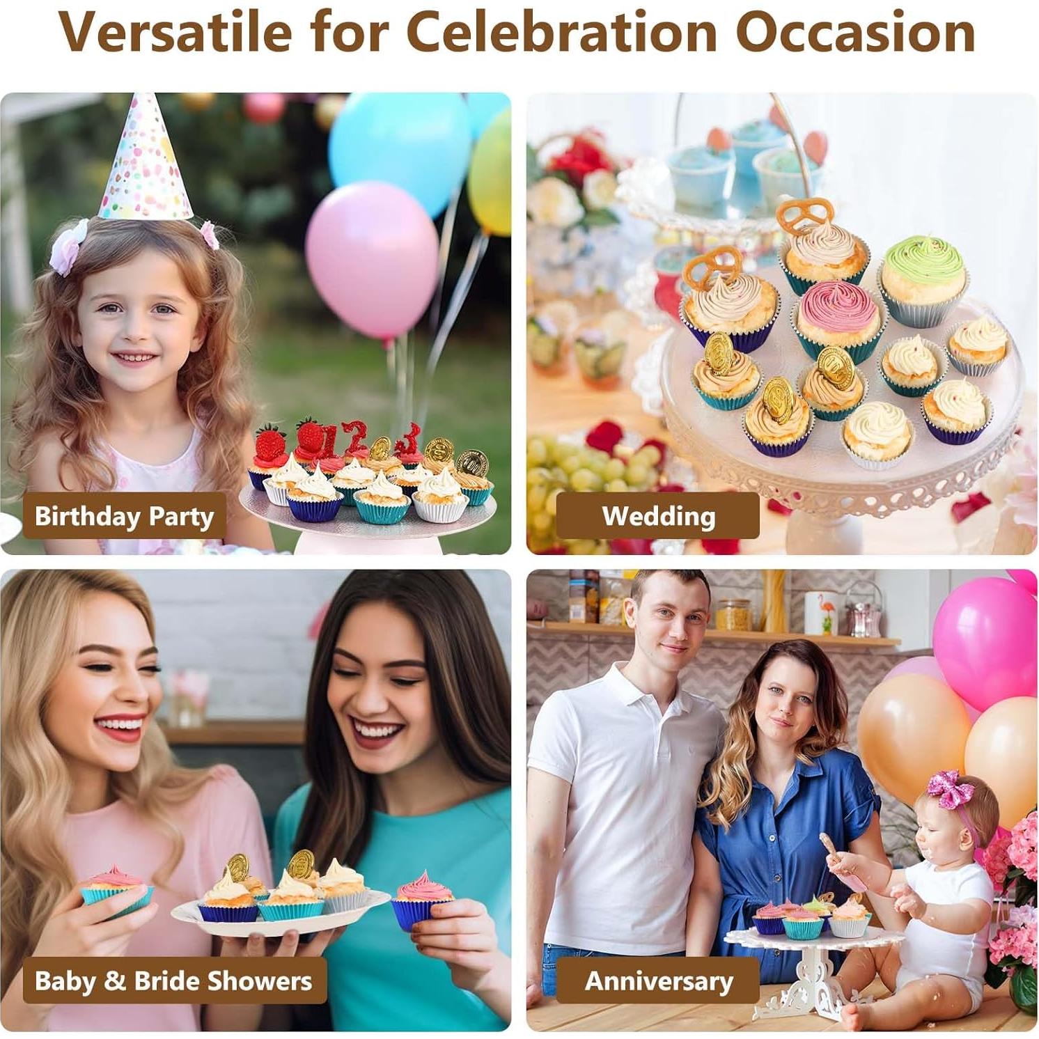 Forros de Cupcake Mini GiFBERA 300 Piezas Aluminio Aqua