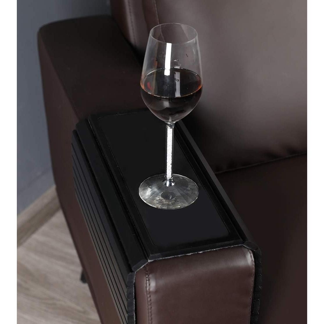 GEHE Sofa Arm Tray Table for Couch Flexible/Foldable Sofa Tray Couch arm Table Perfect for Drinks Snacks Remote Control or Phone Great arm Tray for Couch armrest (Black)