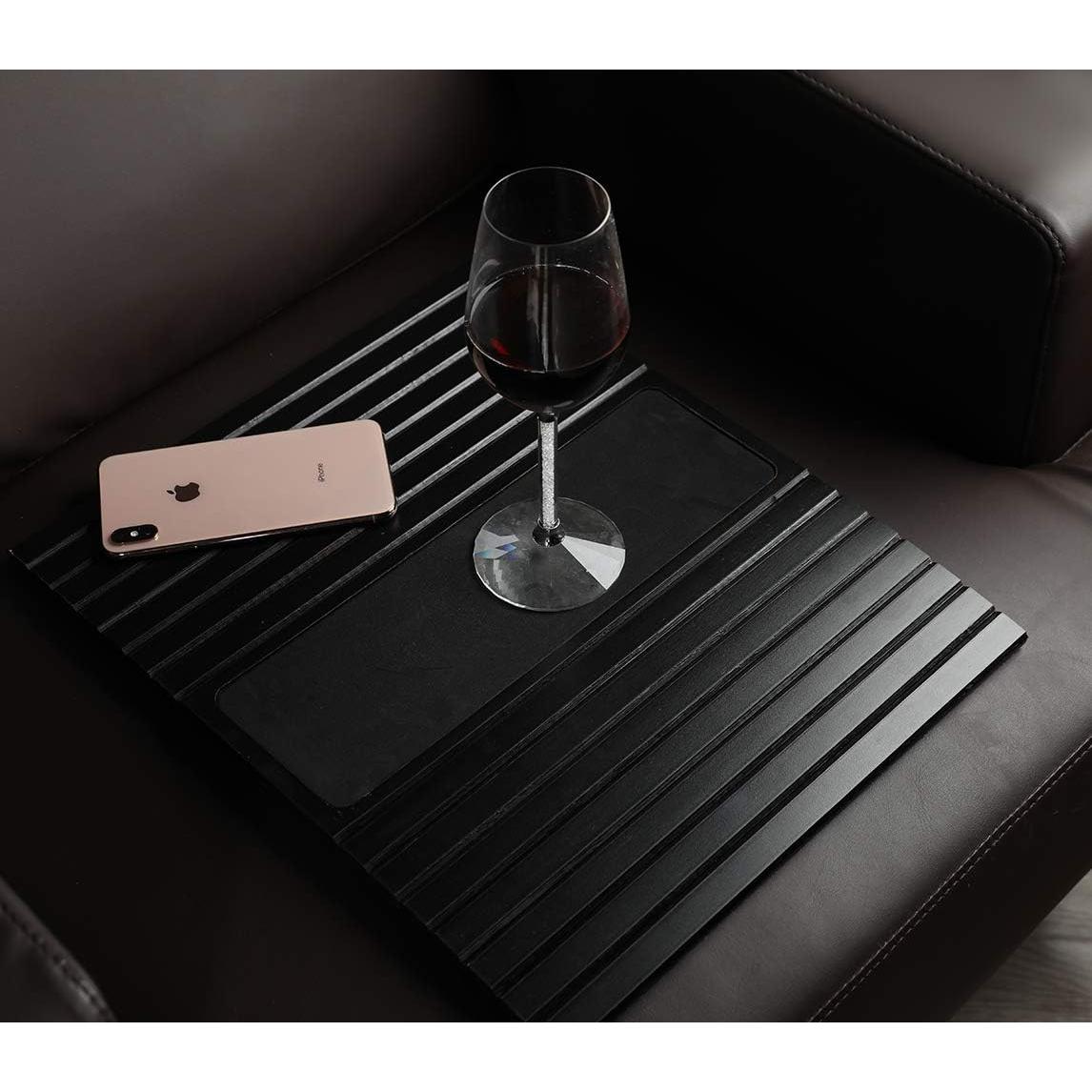 GEHE Sofa Arm Tray Table for Couch Flexible/Foldable Sofa Tray Couch arm Table Perfect for Drinks Snacks Remote Control or Phone Great arm Tray for Couch armrest (Black)