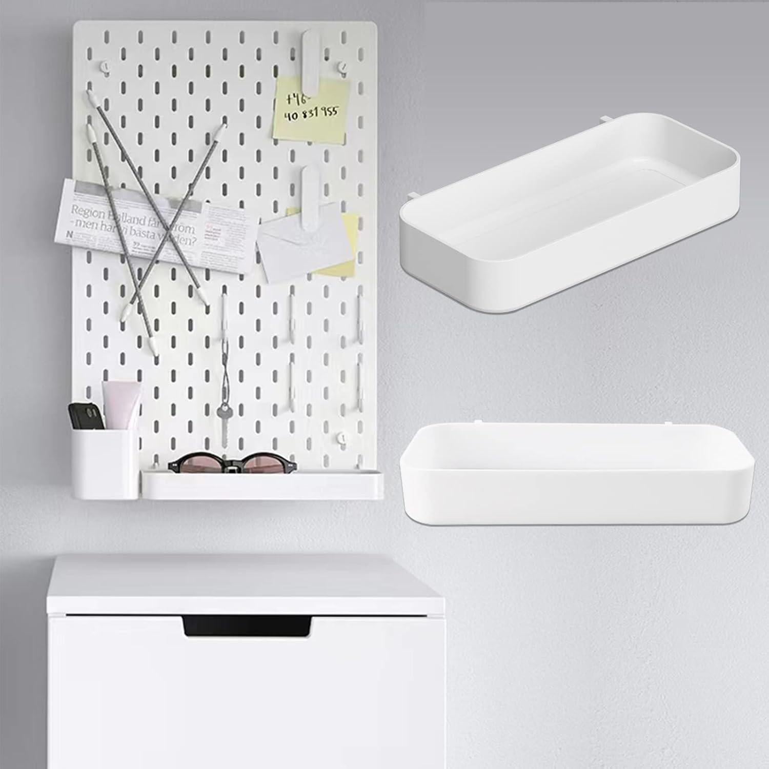 Bandejas de Tablero Perforado Chris.W 2Pcs Blancas 19.05x8.89cm