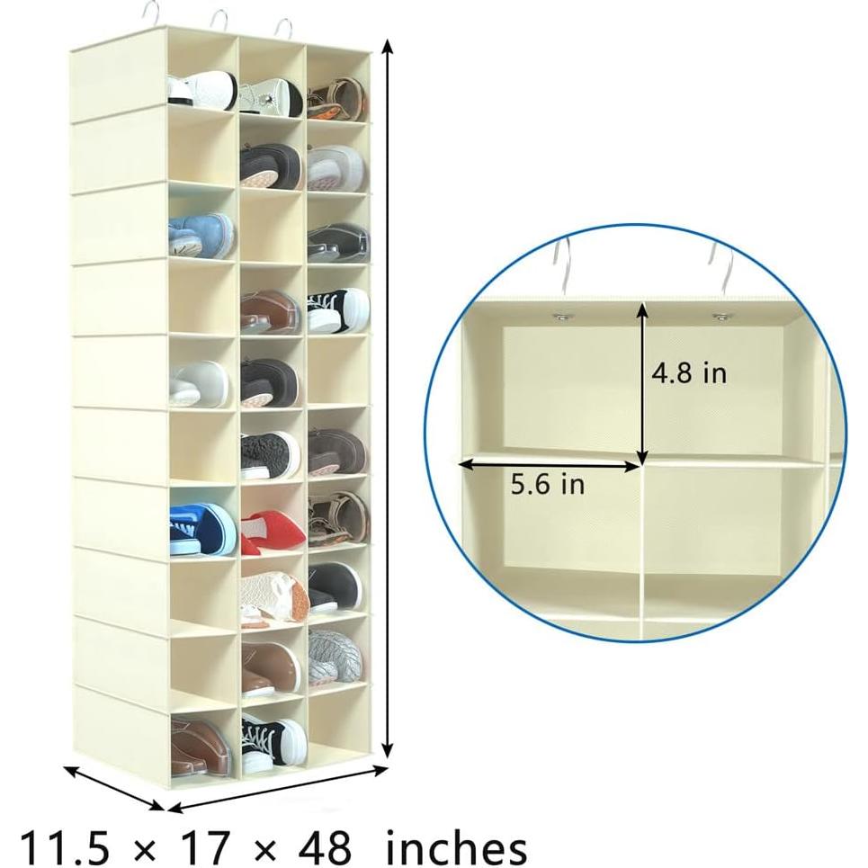 Organizador de Zapatos Colgante Coastal Rose 30 Compartimentos Beige