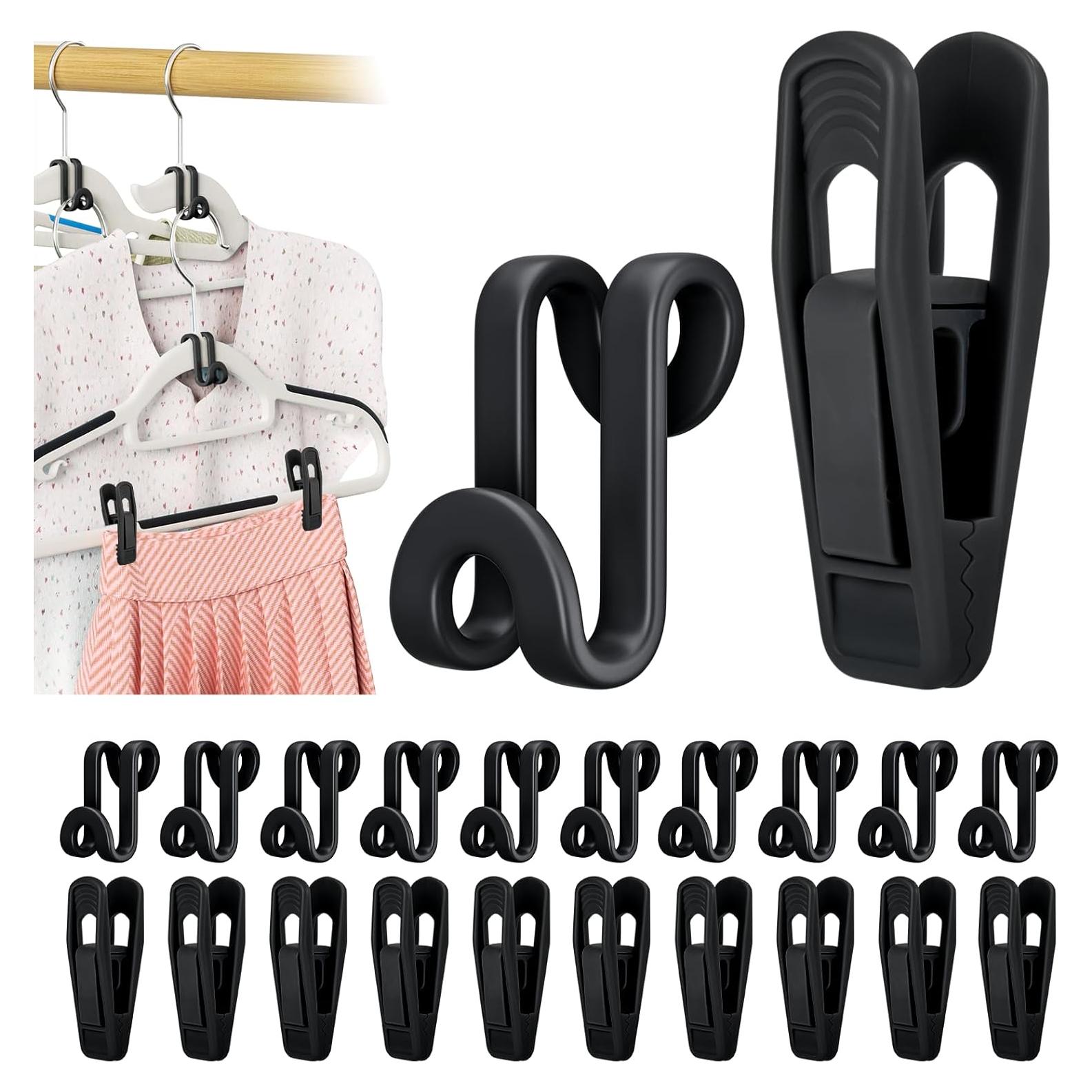 Organizador de Perchas Tinfol Negro 80pc Ganchos y Clips