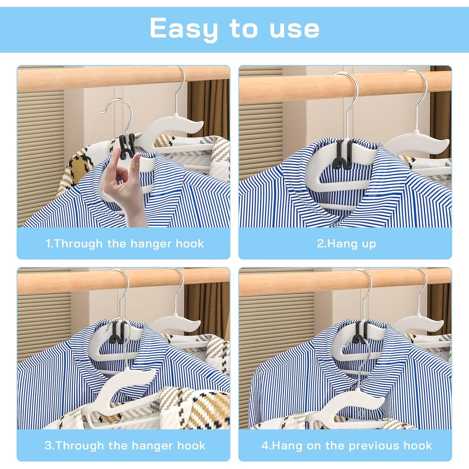 Organizador de Perchas Tinfol Negro 80pc Ganchos y Clips