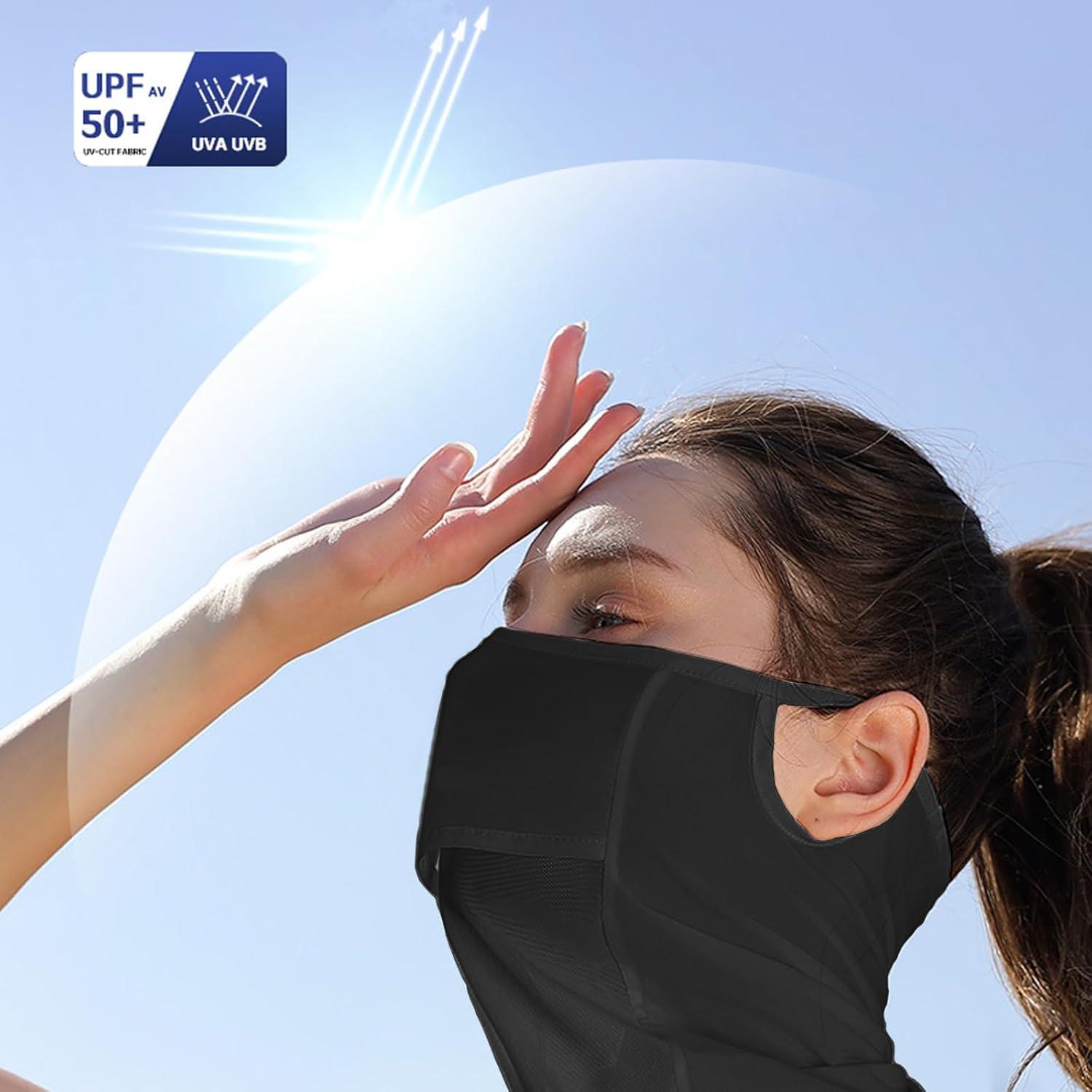 Cubierta facial UV para cuello mujer - Balaclava negra XTJ52