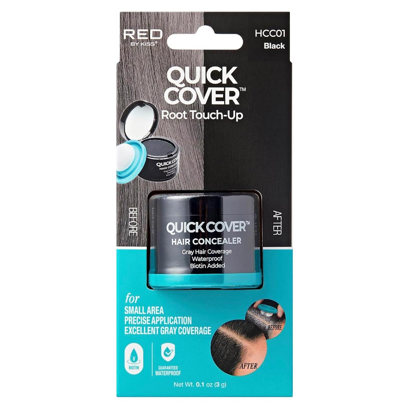 Cubierta Rápida para Cabello Red by Kiss - Negro, Biotina, Resistente al Agua