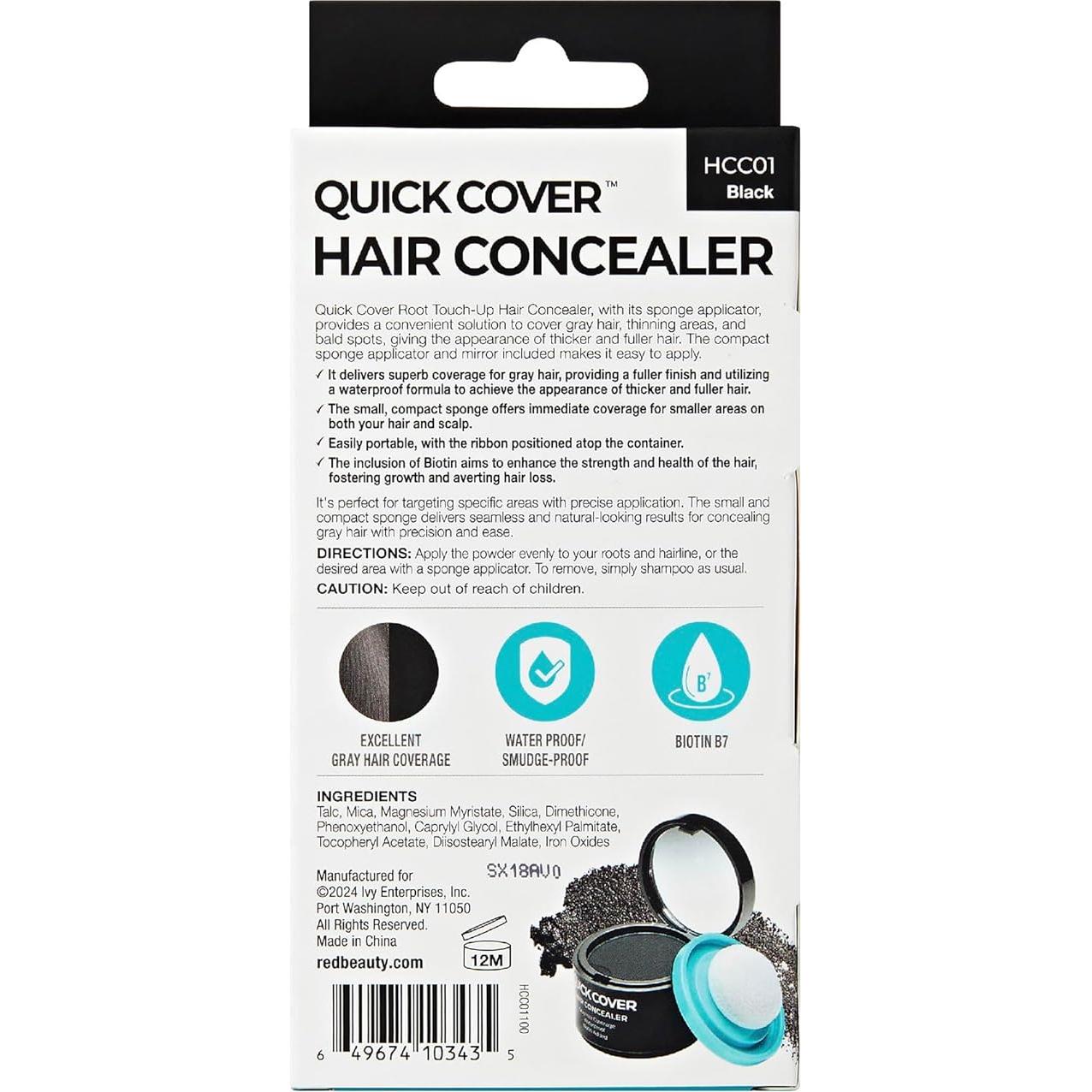 Cubierta Rápida para Cabello Red by Kiss - Negro, Biotina, Resistente al Agua