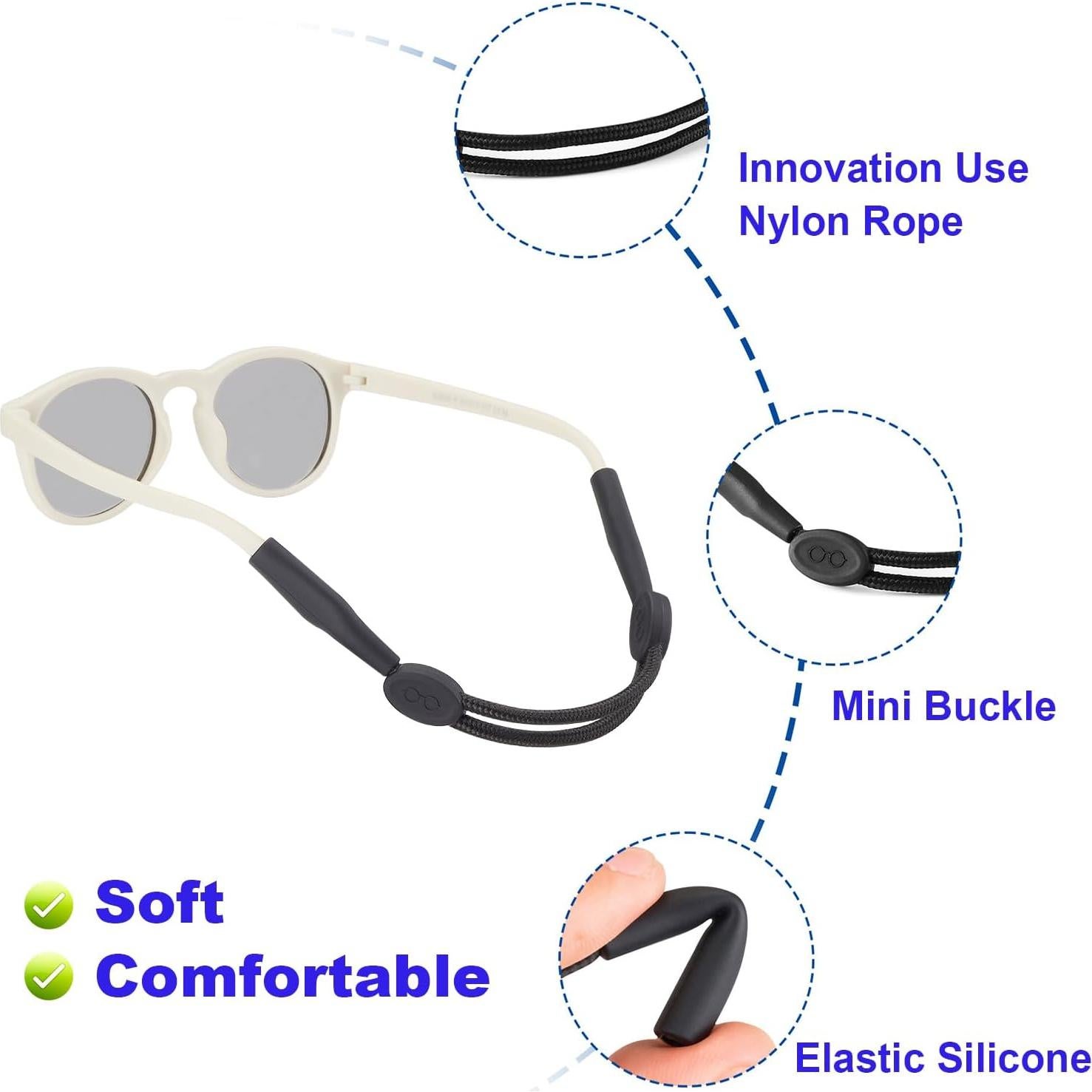 Correa Ajustable para Gafas Niños Omnful 16.5-25.4cm 4pcs Negro