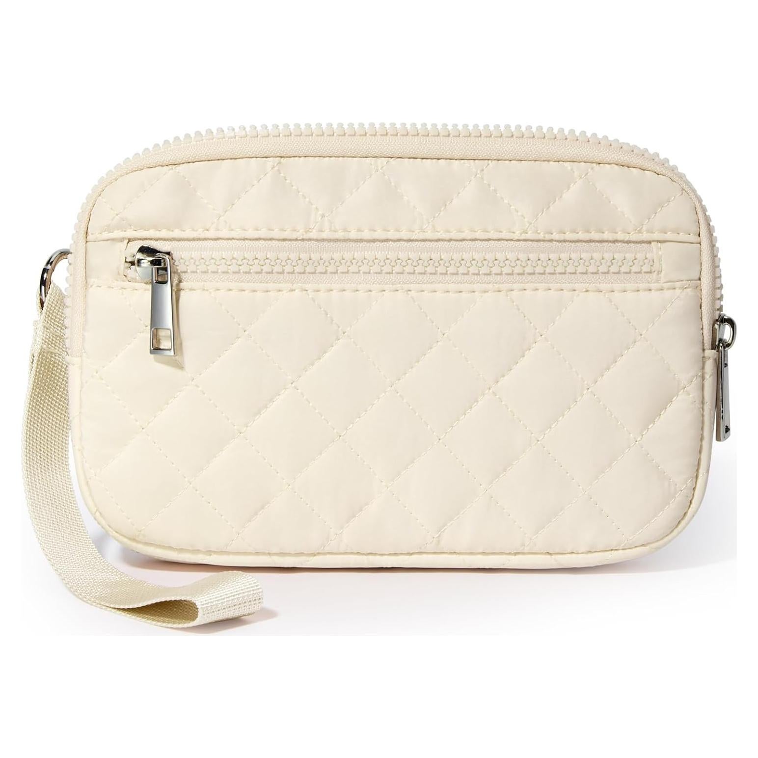 Cartera de muñeca DIXEIGHT beige RFID 20x12cm 3 cremalleras
