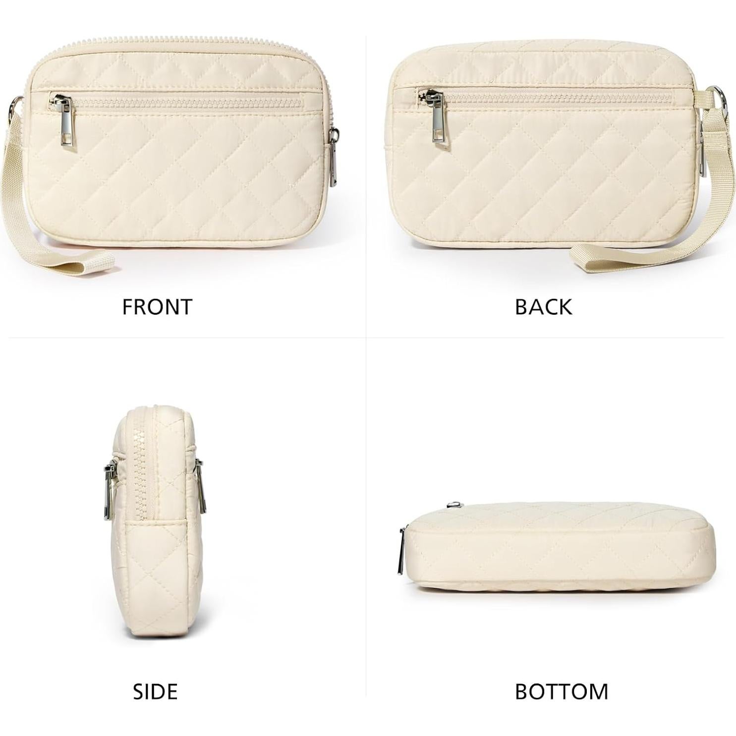 Cartera de muñeca DIXEIGHT beige RFID 20x12cm 3 cremalleras