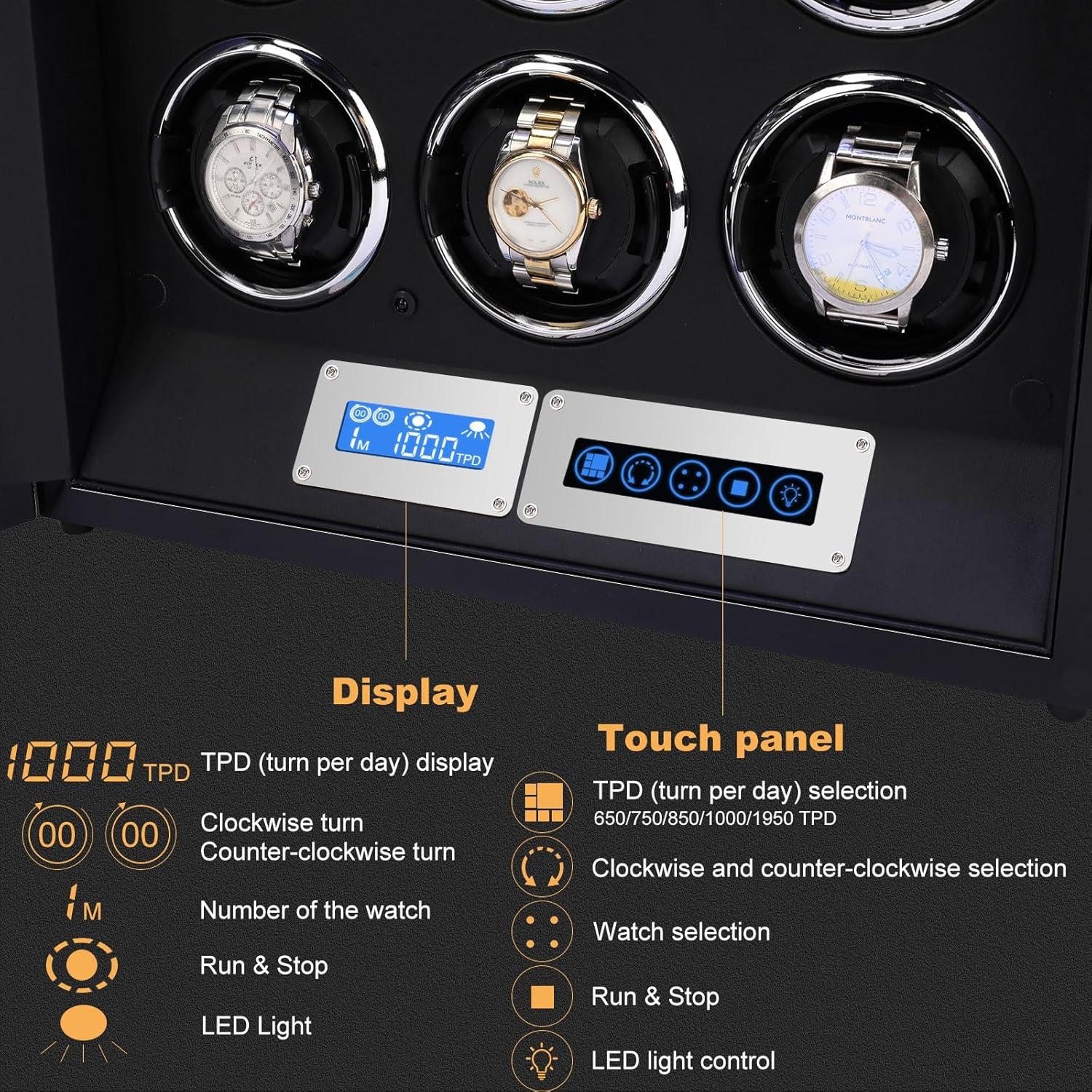 Enrollador de Relojes SNEOLTJN para 12 Relojes Negro con LCD