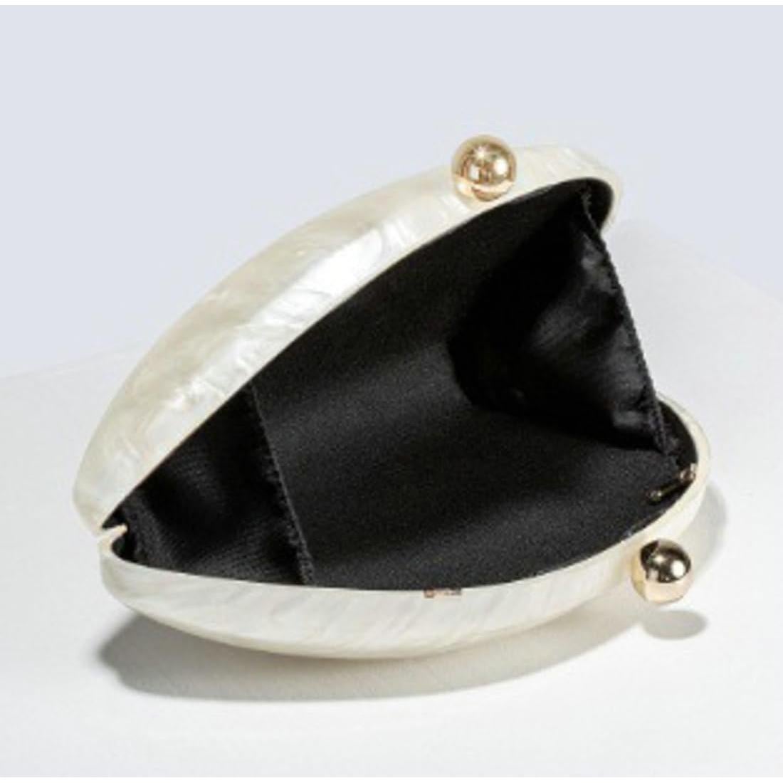 Bolso de mano de noche de concha acrílica Jusavie blanco 23x11 cm