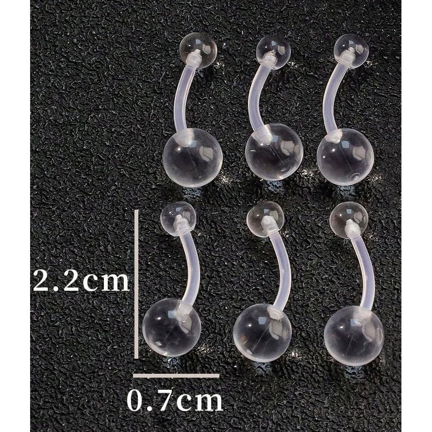 Kit de Piercing Transparente 6 Piezas 14G Acrílico Hipoalergénico