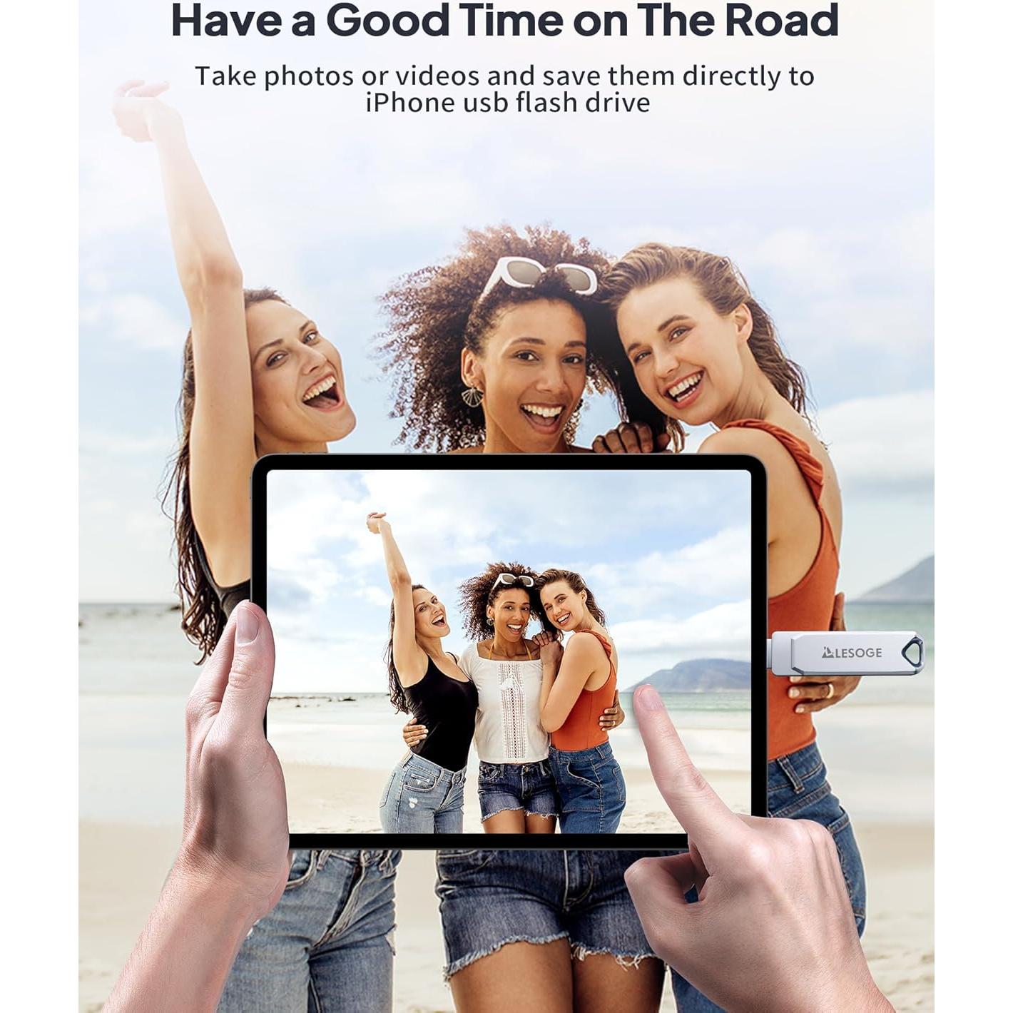 Unidad Flash USB 128GB LESOGE MFi para iPhone y Android