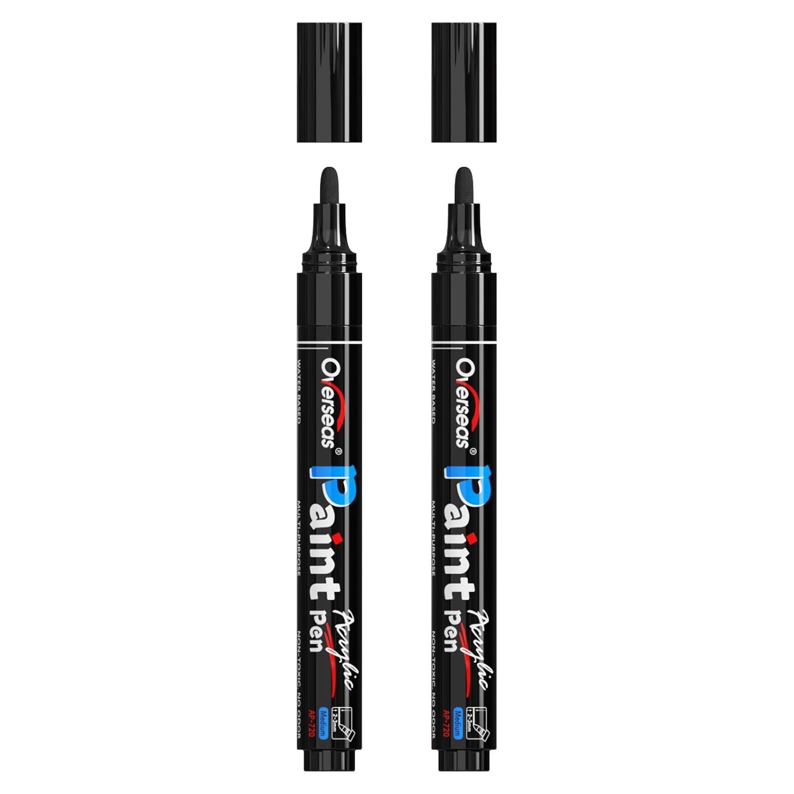 Marcadores Acrílicos Permanentes Negros Overseas - 2 Unidades