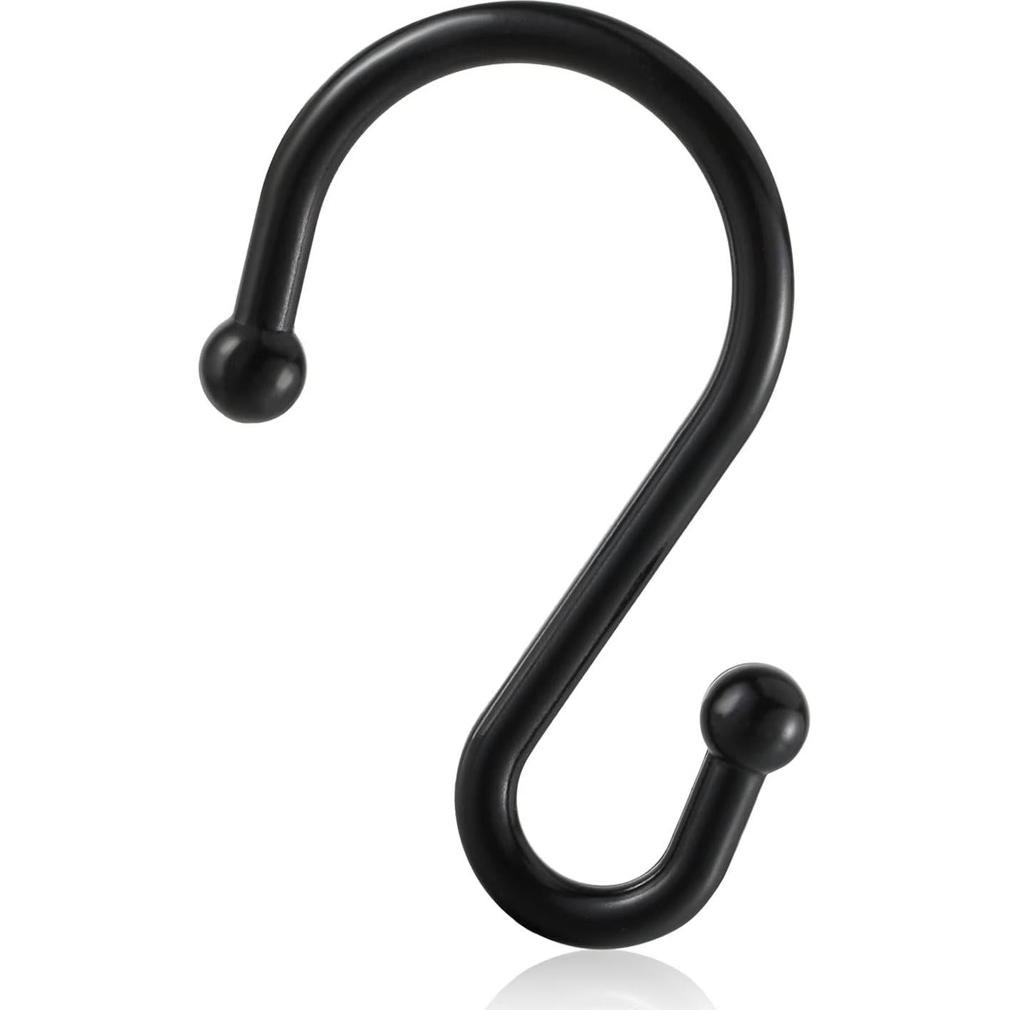 Ganchos de Cortina de Ducha CHICTIE Metal Negro Antióxido - Juego de 12