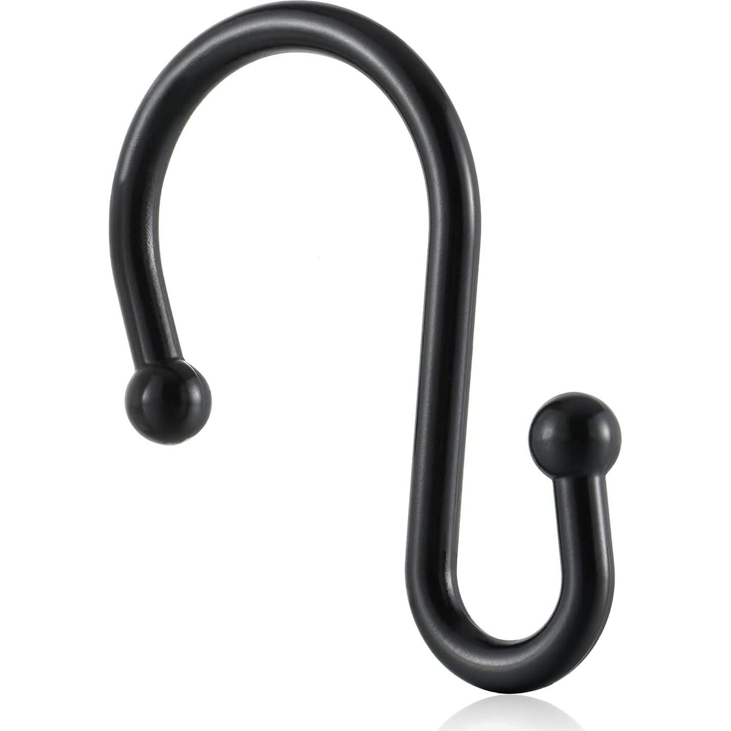 Ganchos de Cortina de Ducha CHICTIE Metal Negro Antióxido - Juego de 12