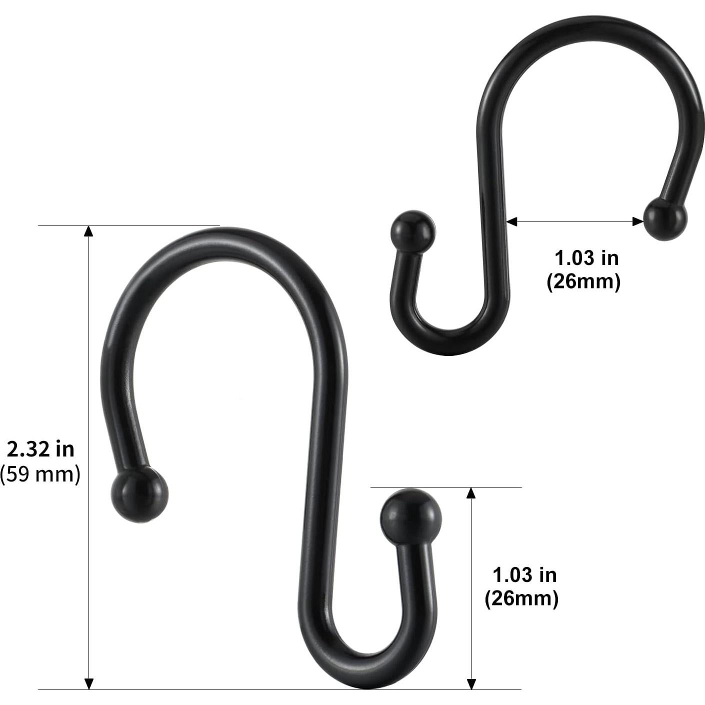 Ganchos de Cortina de Ducha CHICTIE Metal Negro Antióxido - Juego de 12