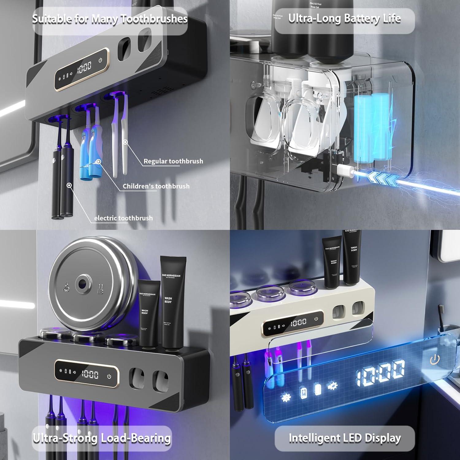 Soporte para Cepillos de Dientes Wekity Blanco con Dispensador Automático