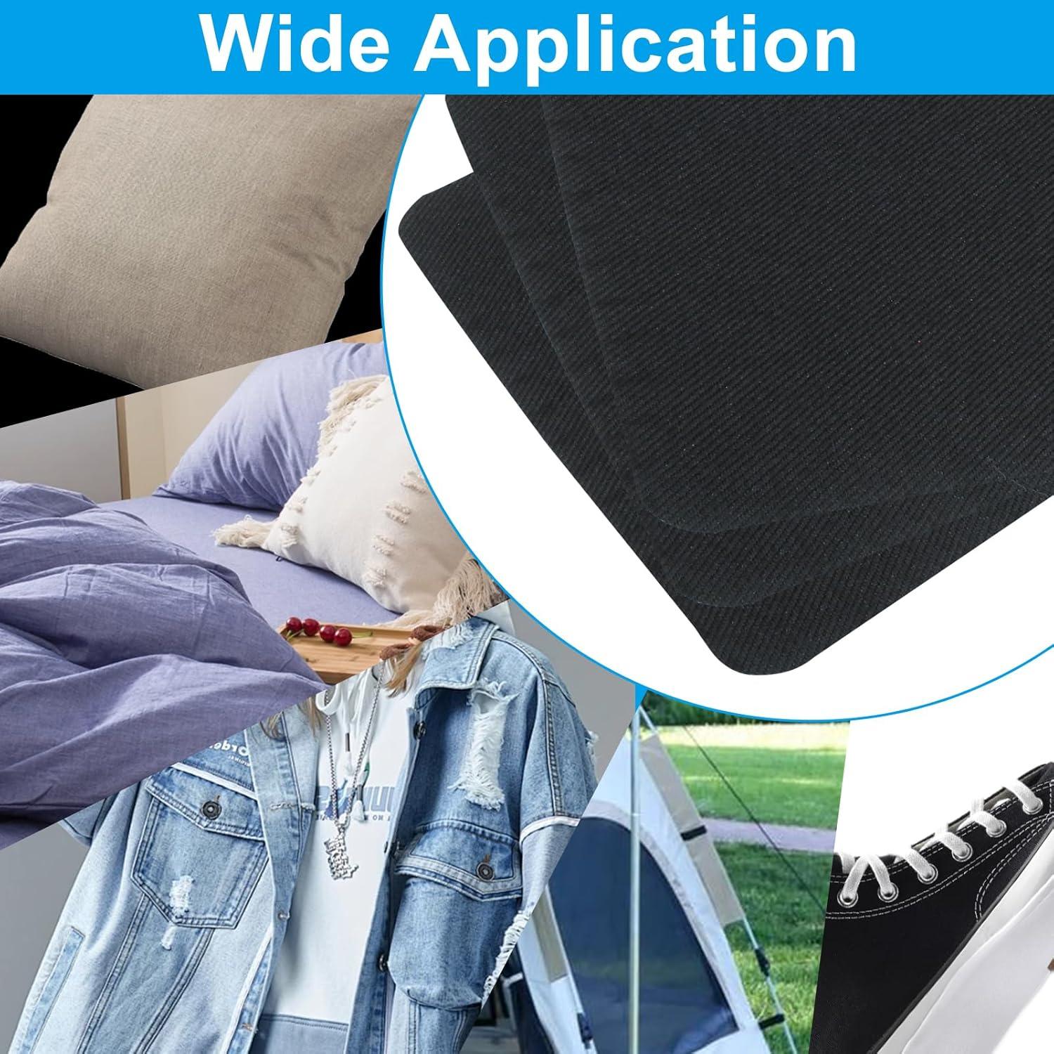 6 Parches Autoadhesivos Negros para Reparación de Ropa 9.4x12.4cm