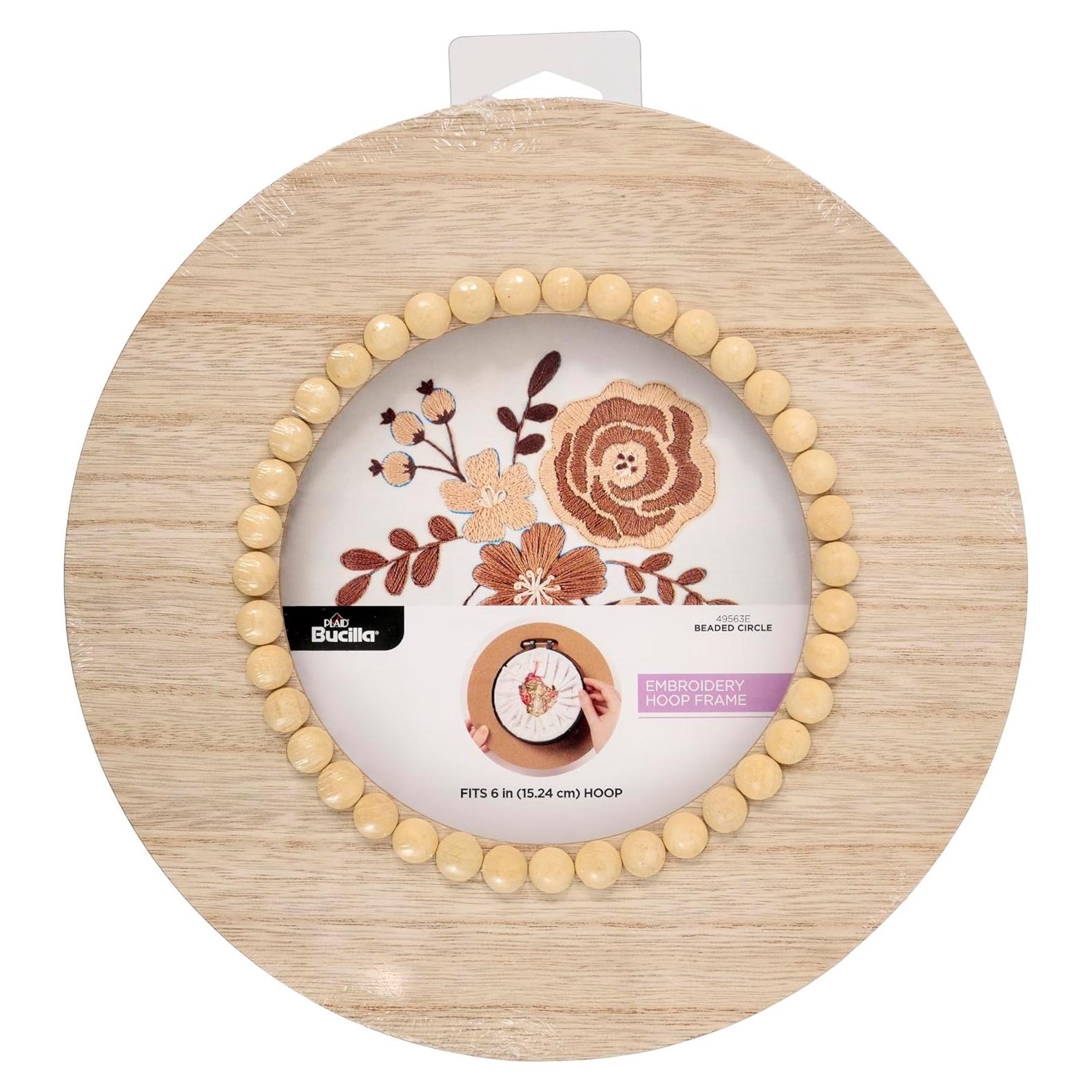 Marco de Aro de Bordado Redondo Plaid 25.4 cm con Perlas