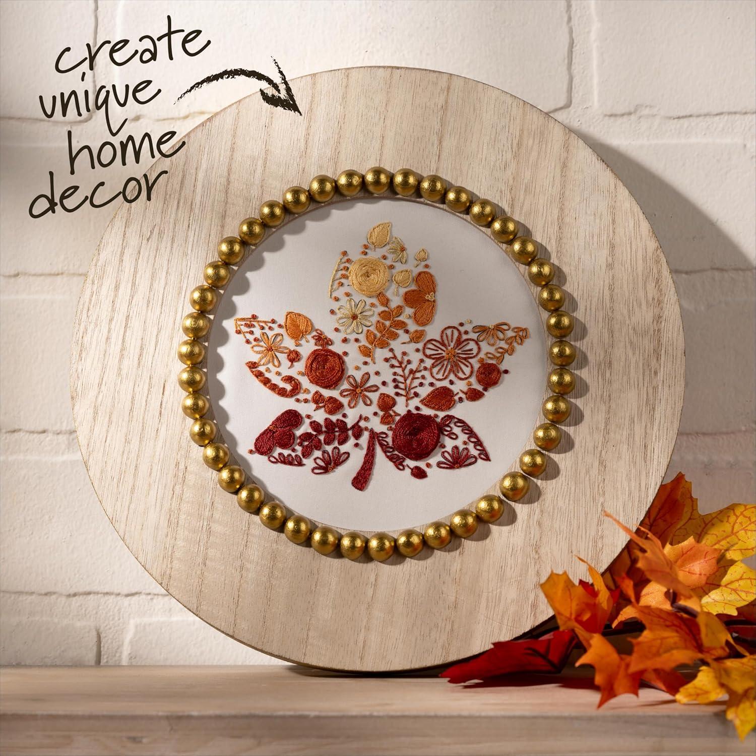 Marco de Aro de Bordado Redondo Plaid 25.4 cm con Perlas