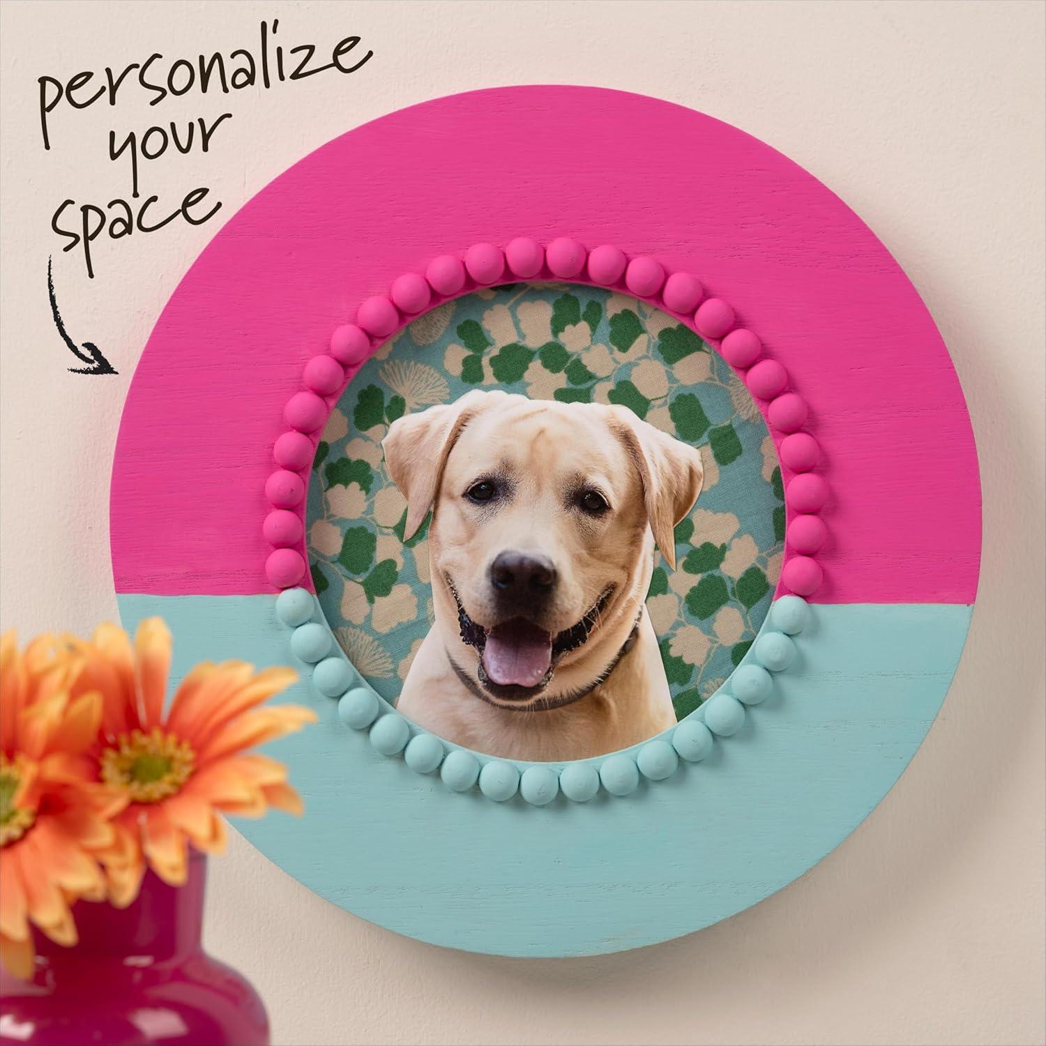 Marco de Aro de Bordado Redondo Plaid 25.4 cm con Perlas