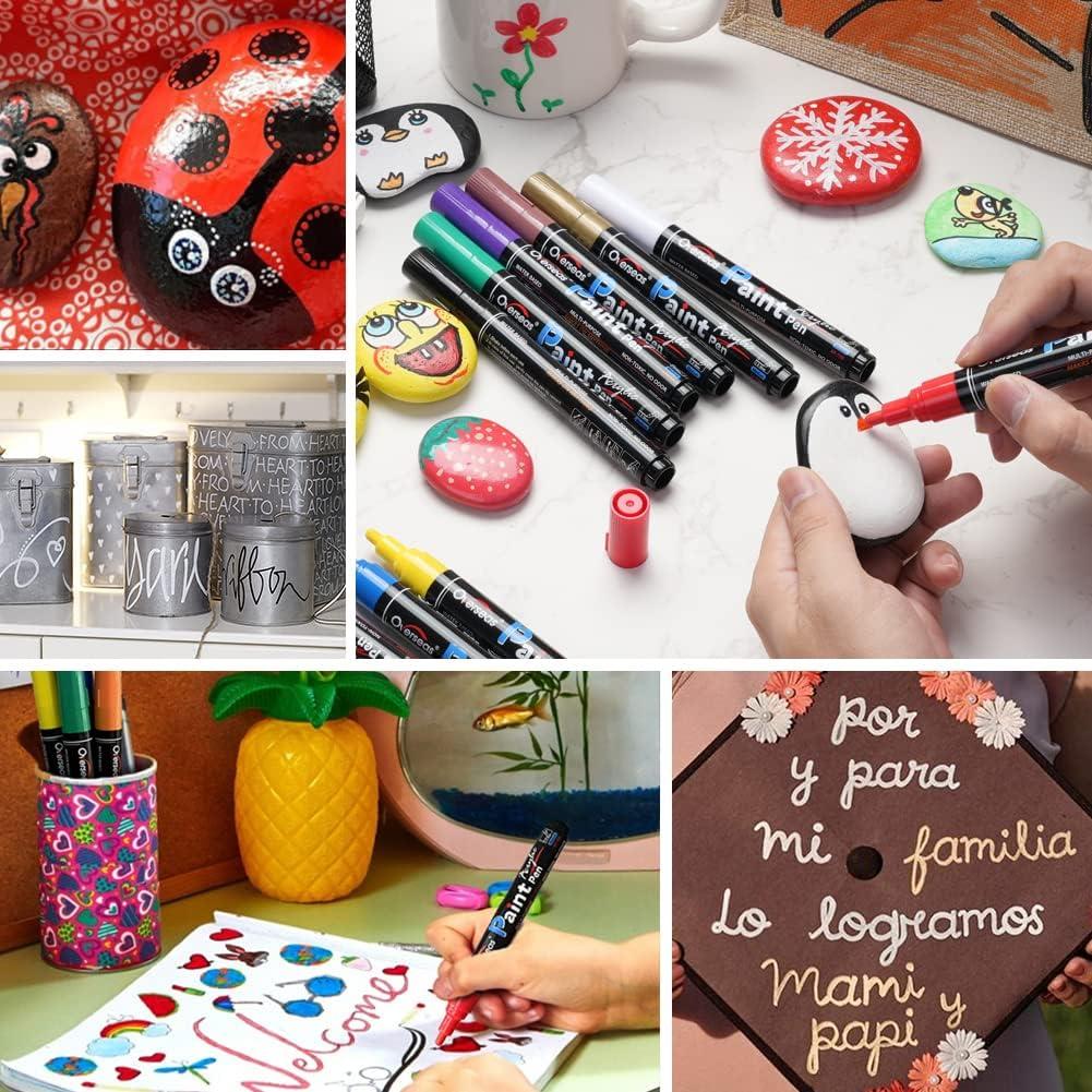 Marcadores Acrílicos Permanentes Overseas - Paquete de 3, Negro