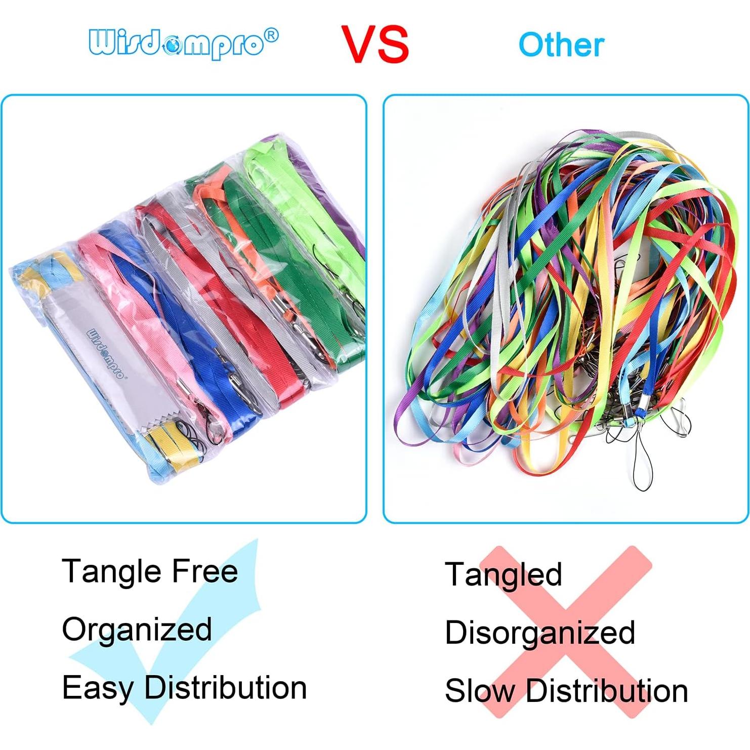 Paquete de 20 Lanyards de Nylon Wisdompro 43 cm con Clip J