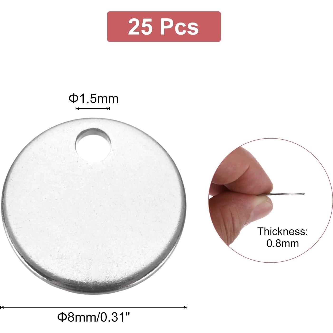 Etiquetas de Acero Inoxidable MECCANIXITY 25 Pcs 8mm Plata