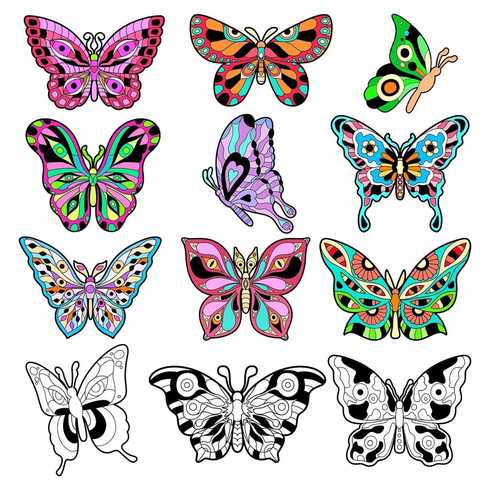 Kit de Pósters de Colorear Terciopelo Mariposa 48pcs EggSun