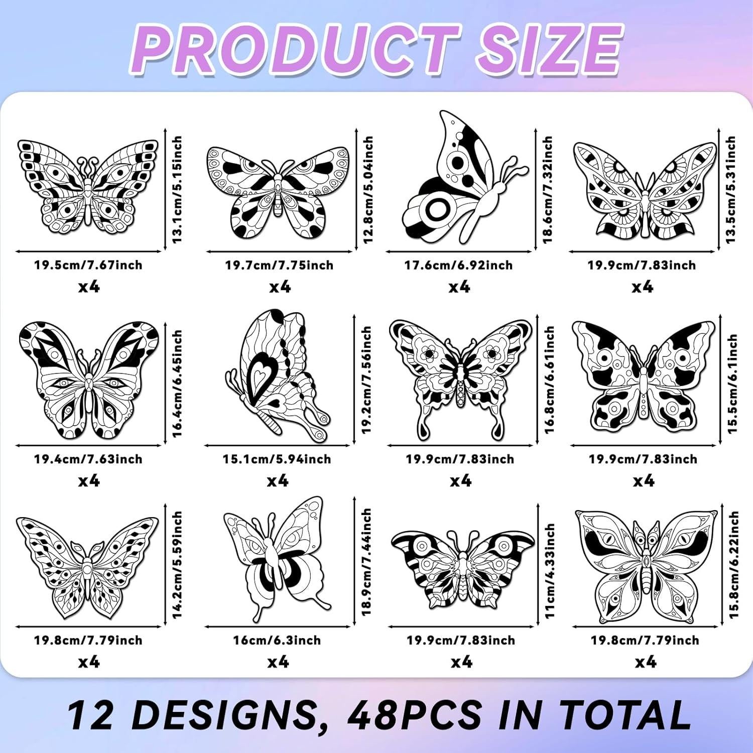 Kit de Pósters de Colorear Terciopelo Mariposa 48pcs EggSun