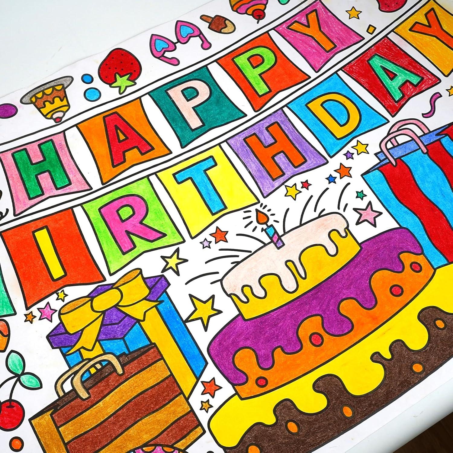 Póster para Colorear Gigante HAPMARS 182.88x59.94 cm Cumpleaños