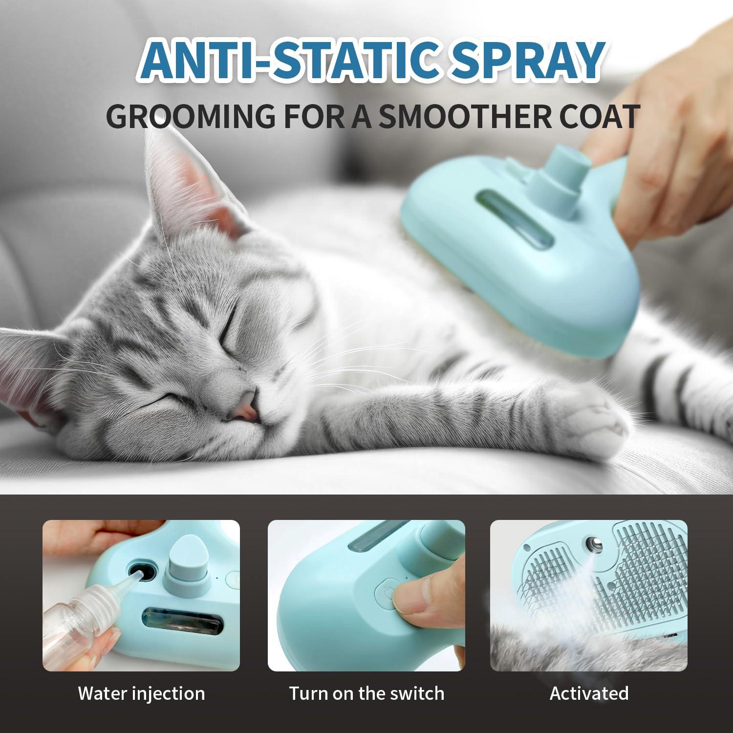 Cepillo para Gatos Herokitty con Spray Antiestático Azul