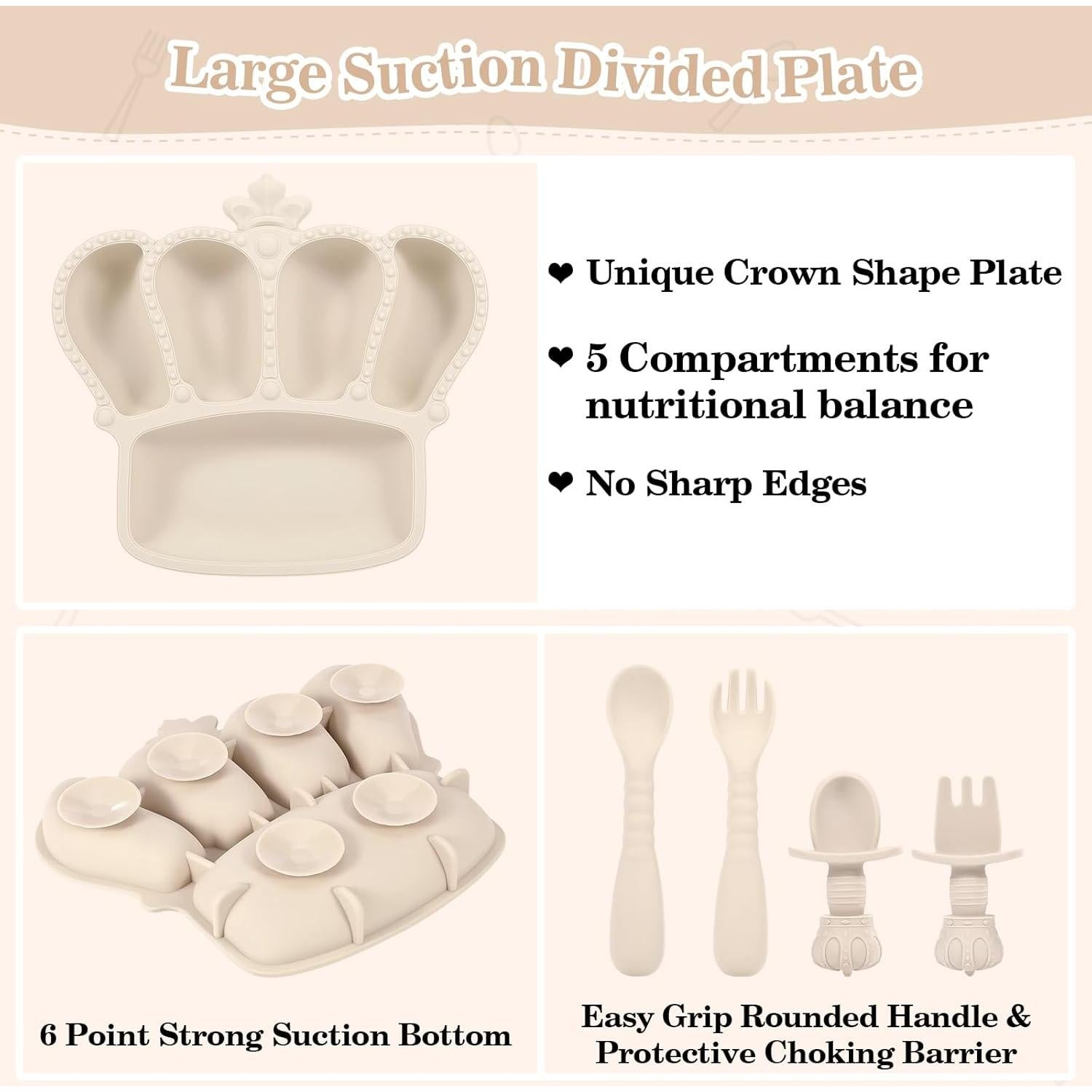 Juego de Alimentación de Silicona BXLL 10 Piezas Beige