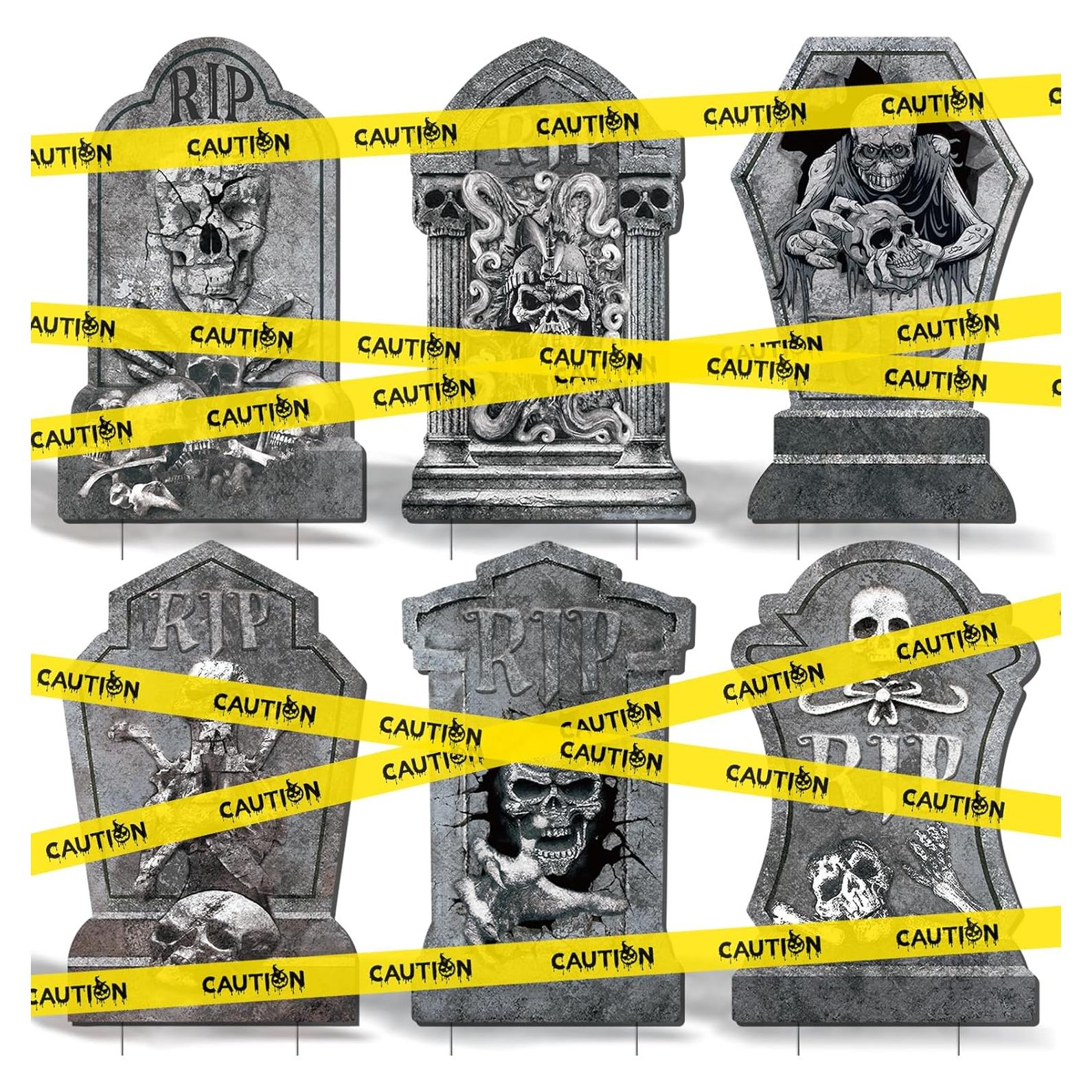 Decoraciones de Halloween Lápidas 6 Pcs qiyeyeye 34.8 cm