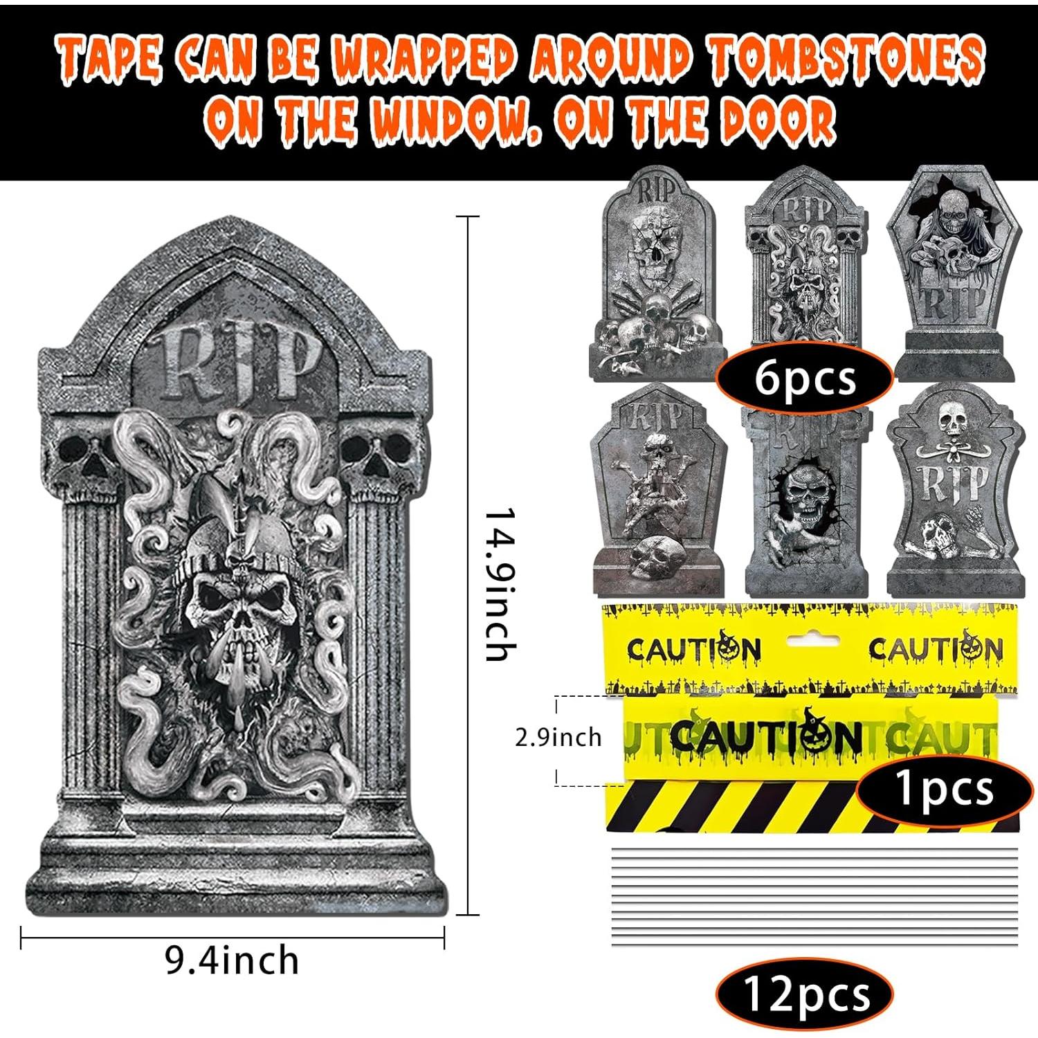 Decoraciones de Halloween Lápidas 6 Pcs qiyeyeye 34.8 cm