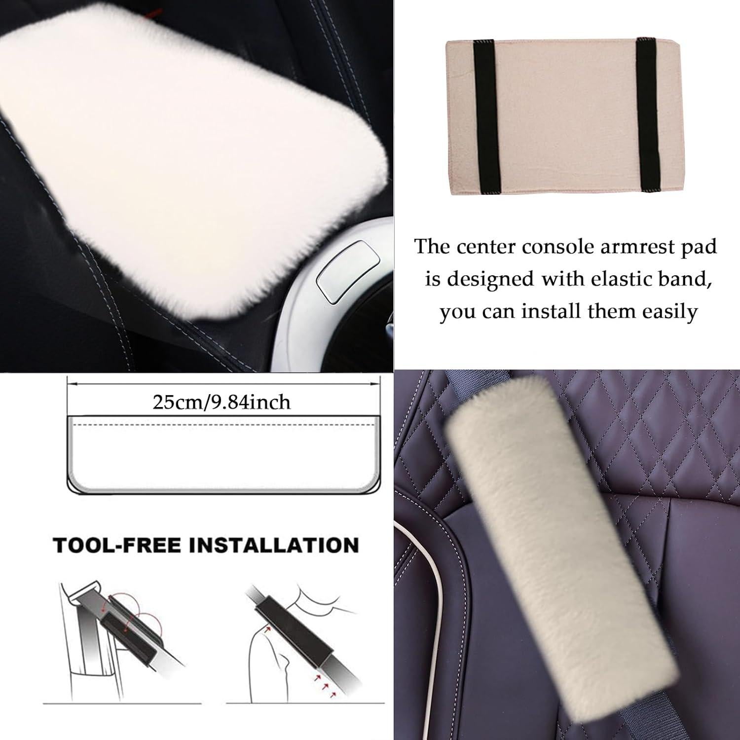 ZYNQACC 9 Accesorios de Auto Kawaii con Funda de Volante 38 cm