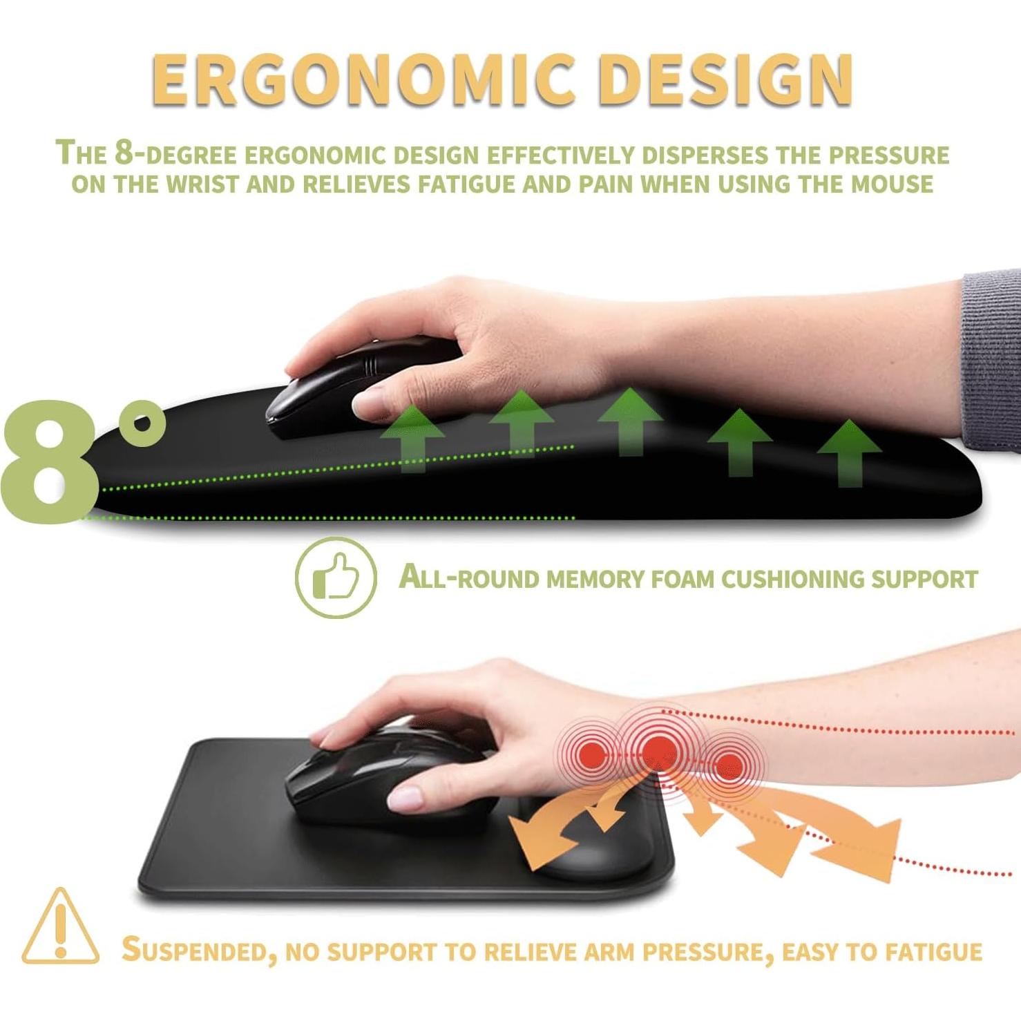 Alfombrilla de Ratón Ergonómica SANWUMIAN Negra 30x20 cm